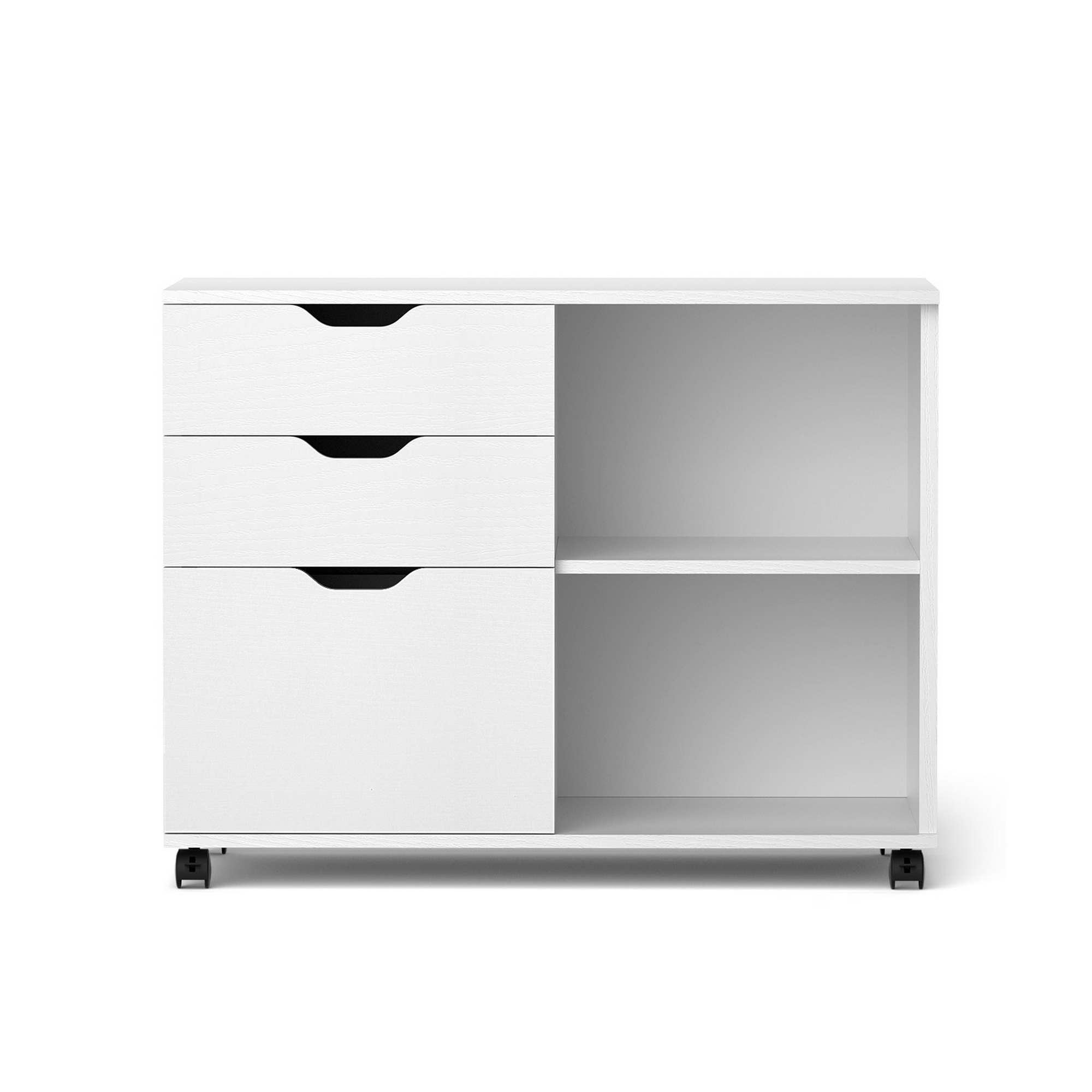 Artiss 3 Drawer Mobile Filing Cabinet White view 4