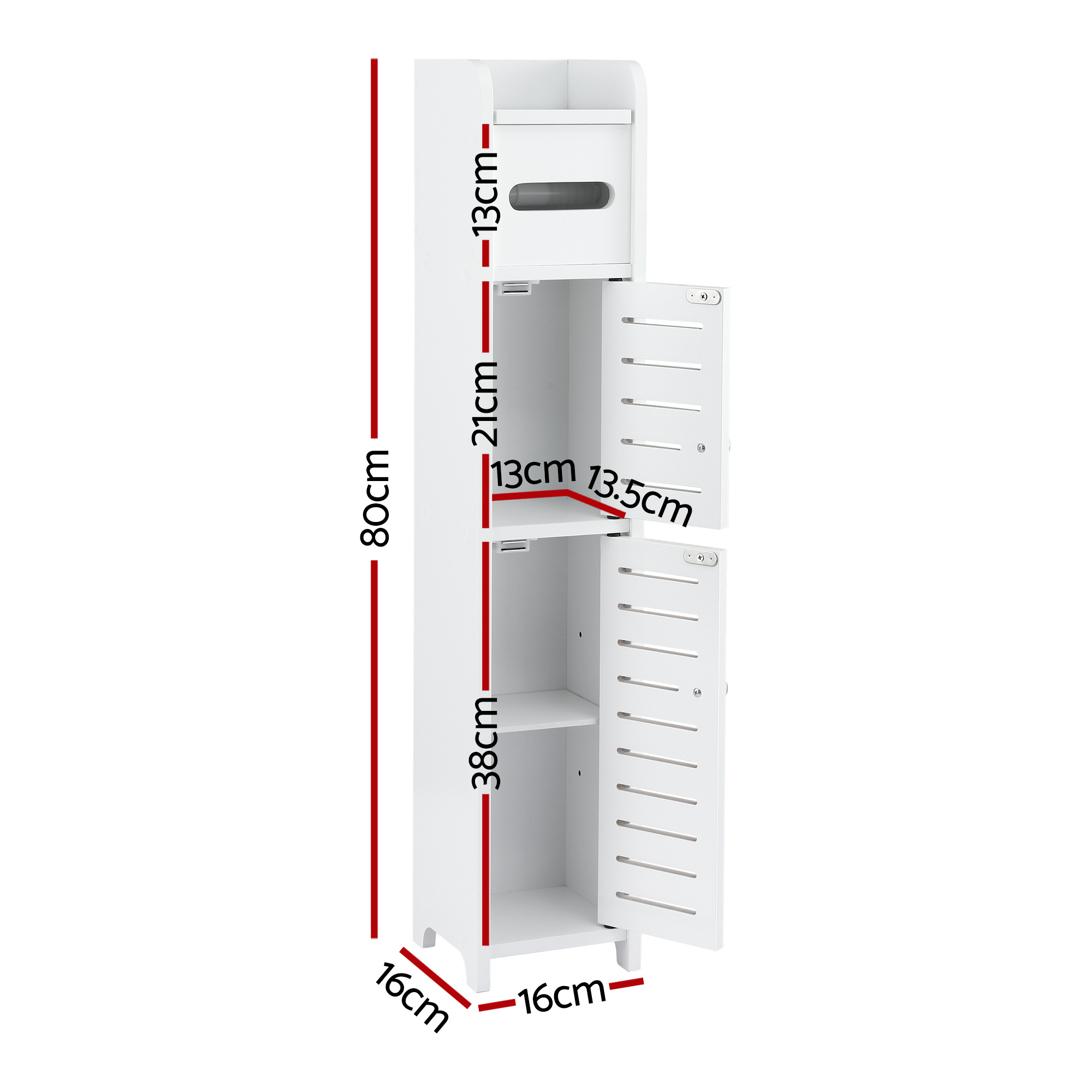 Artiss 3-Tier Slim Storage Cabinet Single or Set of 2 view 3