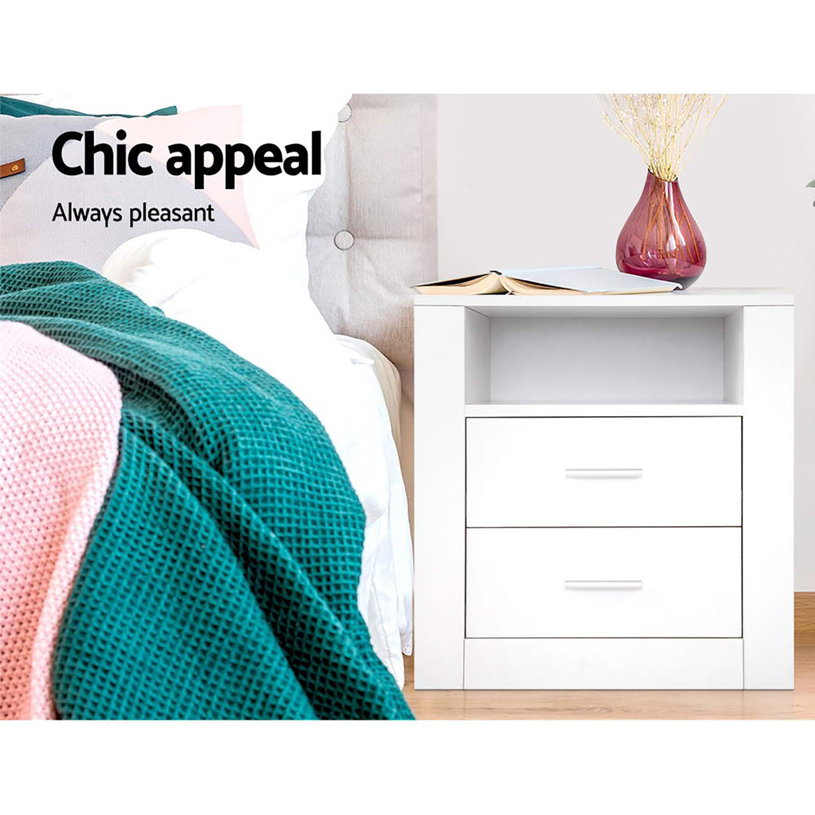 Artiss TARA Bedside Table with Shelf, Single or Pair view 4