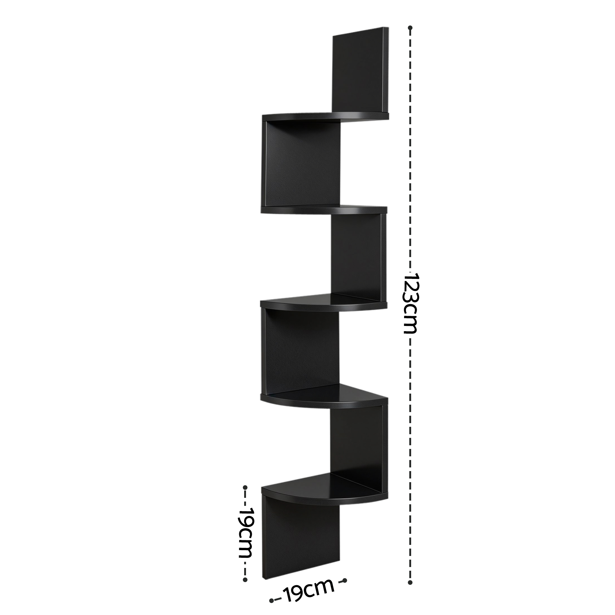 Artiss Wall Shelf Bookshelf Corner Floating 5-Tier Black view 3
