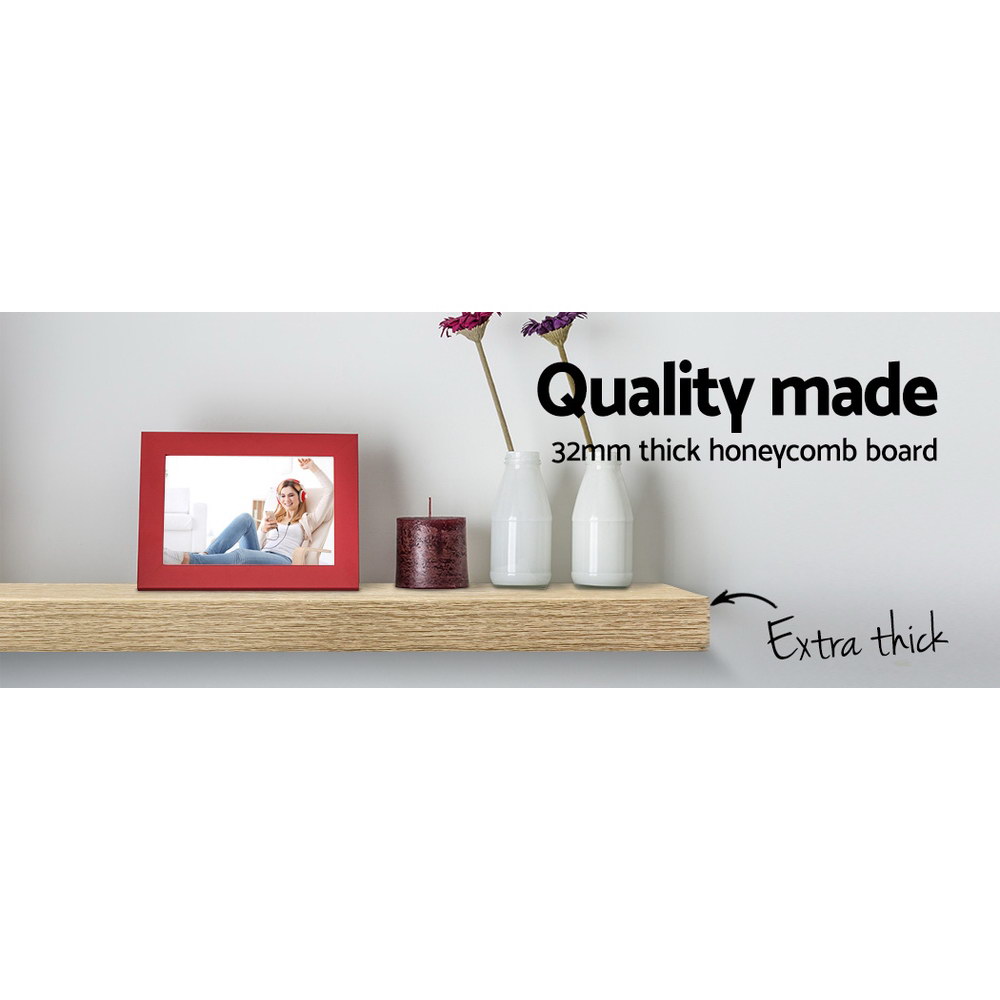 Artiss Floating Wall Shelf Set of 3 Oak in 2 Colours view 4