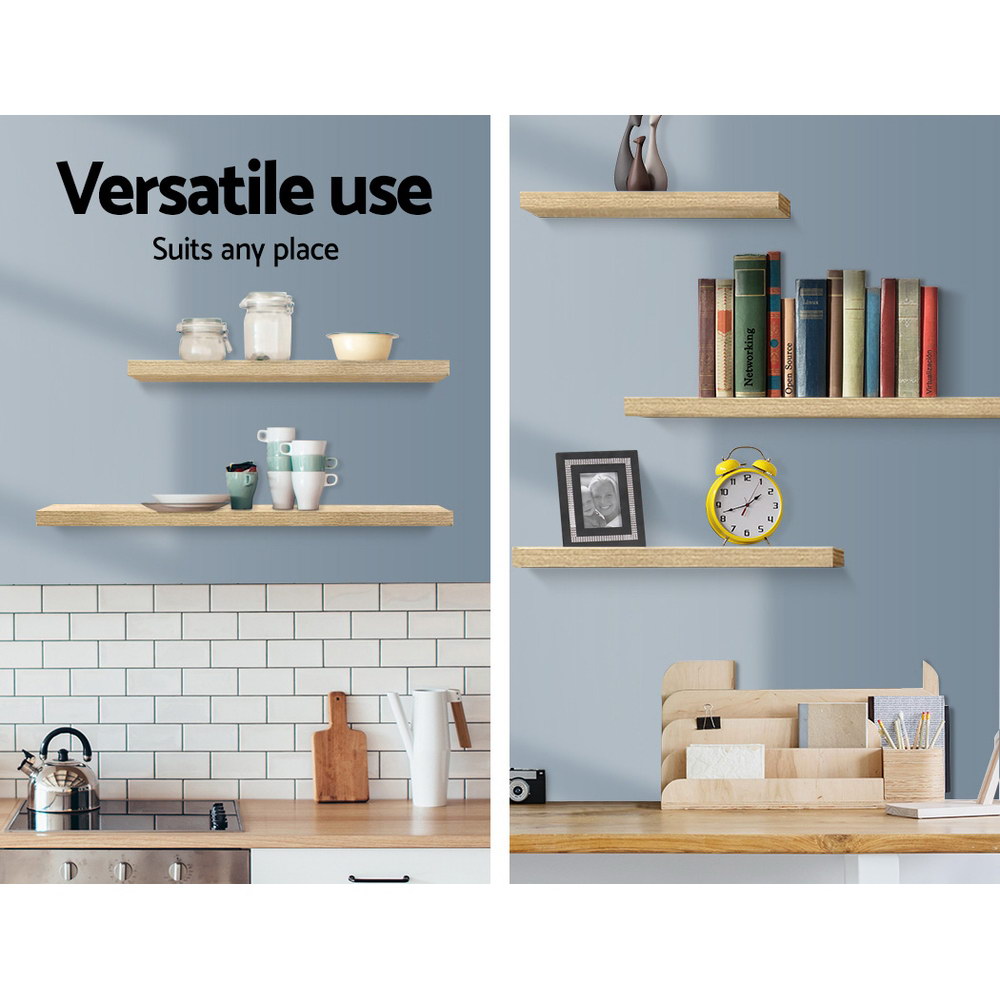 Artiss Floating Wall Shelf Set of 3 Oak in 2 Colours view 5