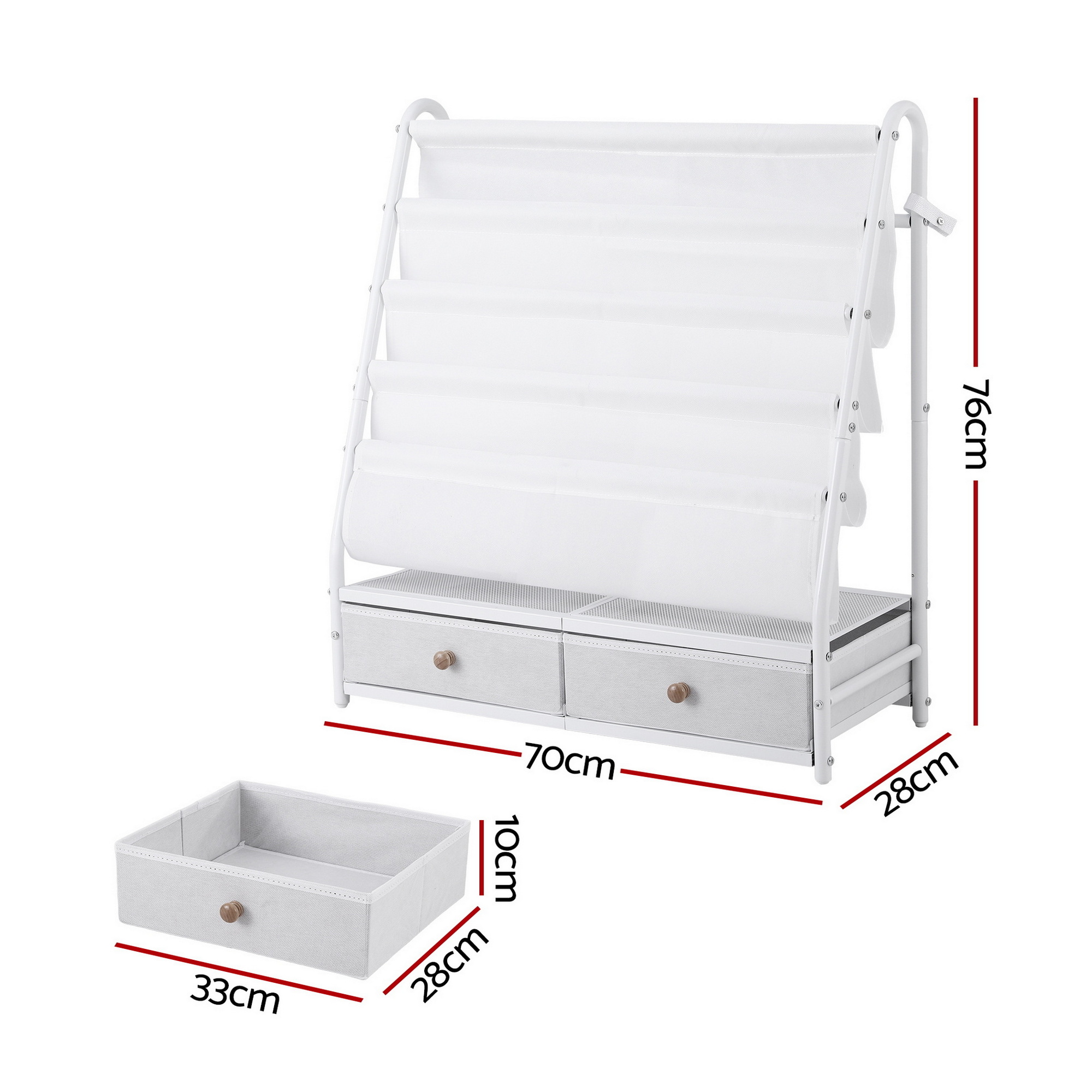 Keezi Metal Kids Bookshelf with Storage Drawers view 3