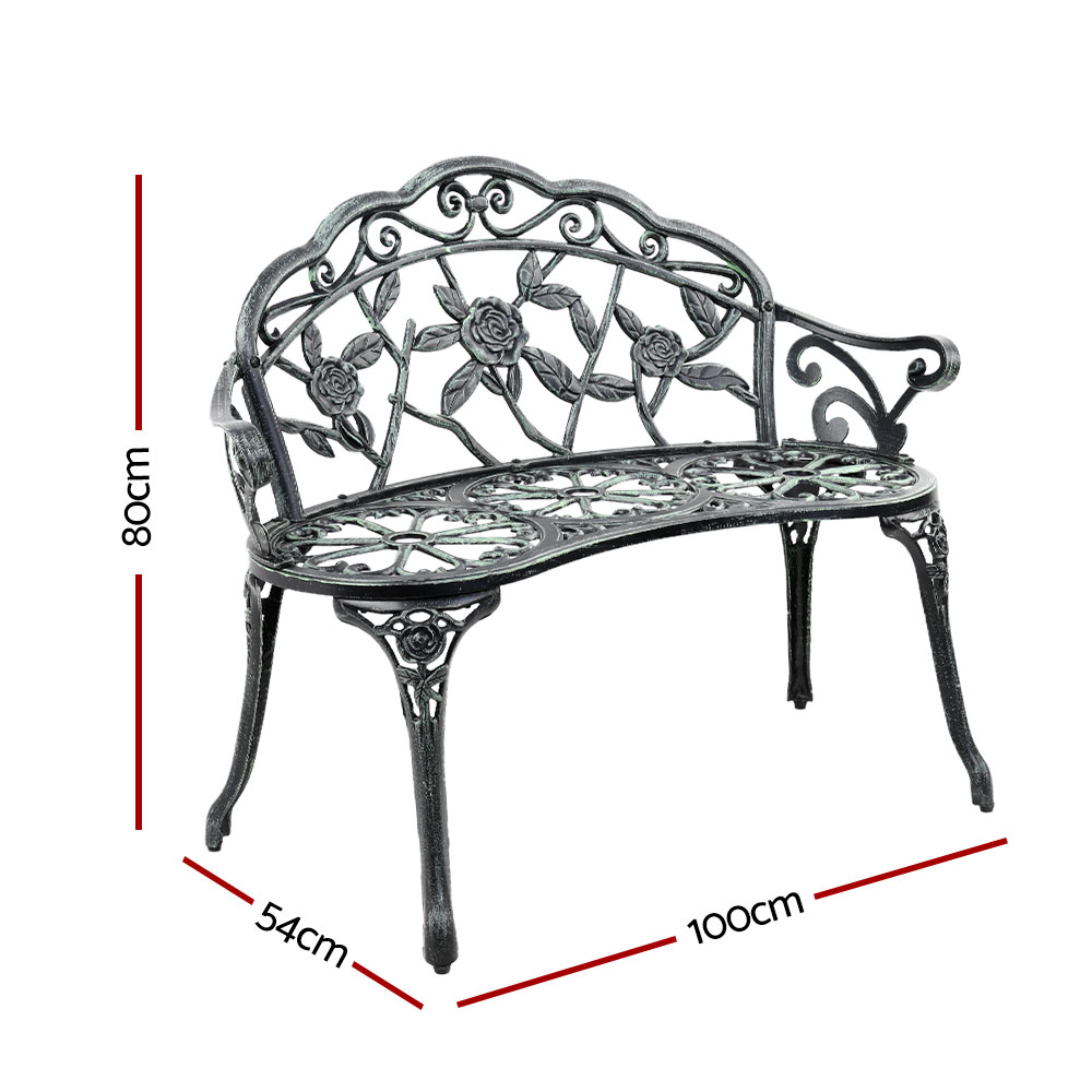 Gardeon Cast Aluminium Garden Bench 100cm view 2