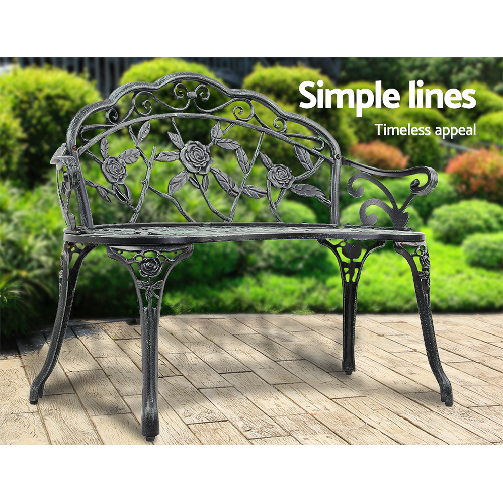 Gardeon Cast Aluminium Garden Bench 100cm view 4