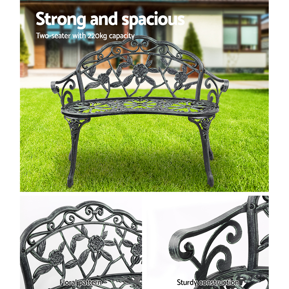 Gardeon Cast Aluminium Garden Bench 100cm view 5