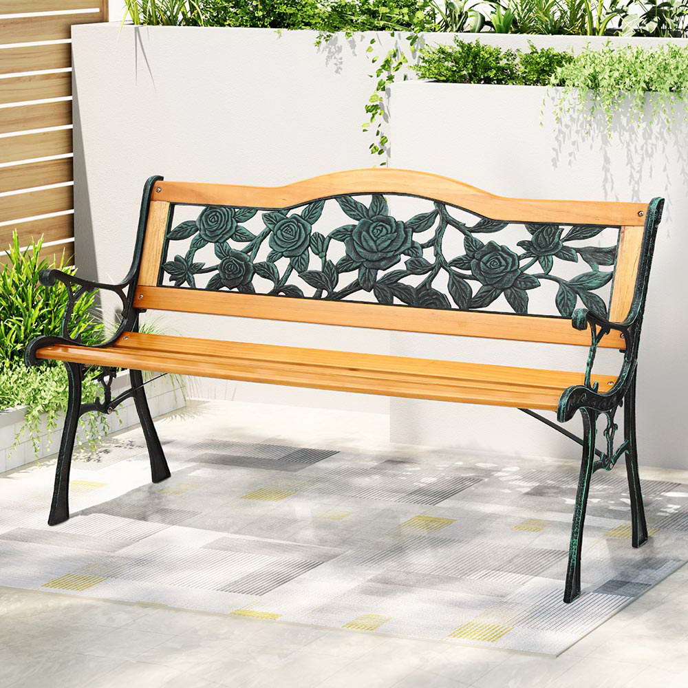 Gardeon Cast Iron Garden Bench 126cm 3-Seater