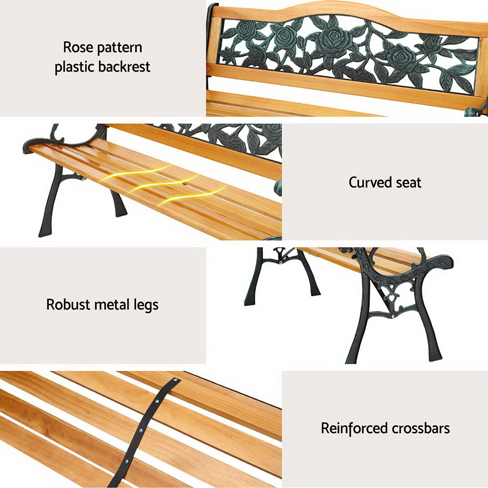 Gardeon Cast Iron Garden Bench 126cm 3-Seater view 5