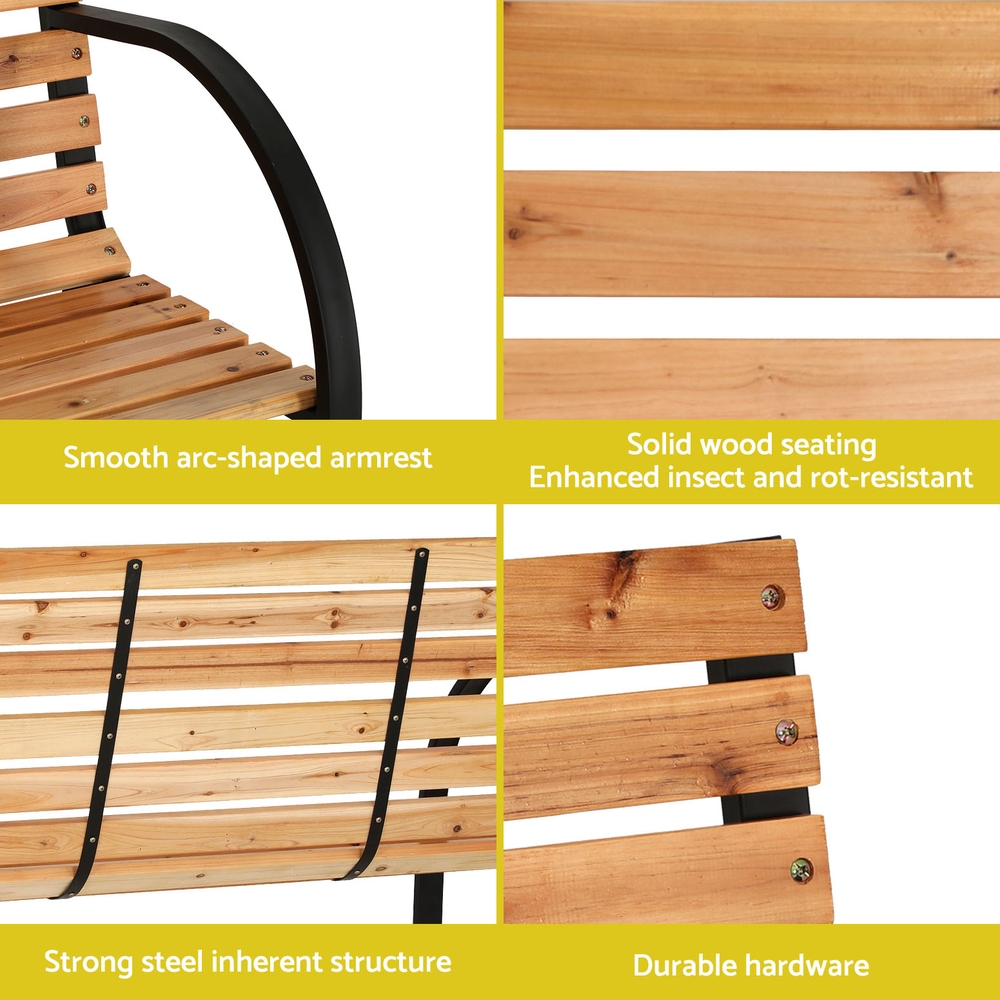 Gardeon Wooden Garden Bench 120cm 2-Seater view 5