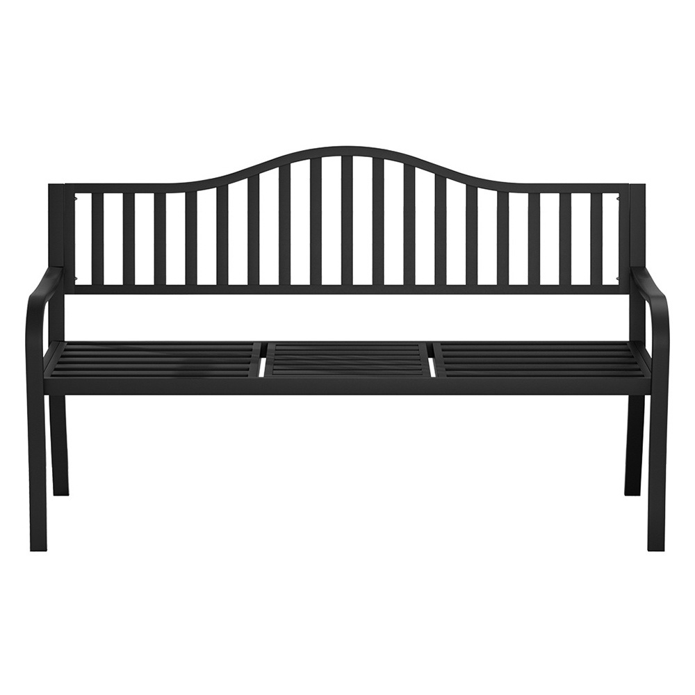 Gardeon Steel Folding Garden Bench 3-Seater Black view 3