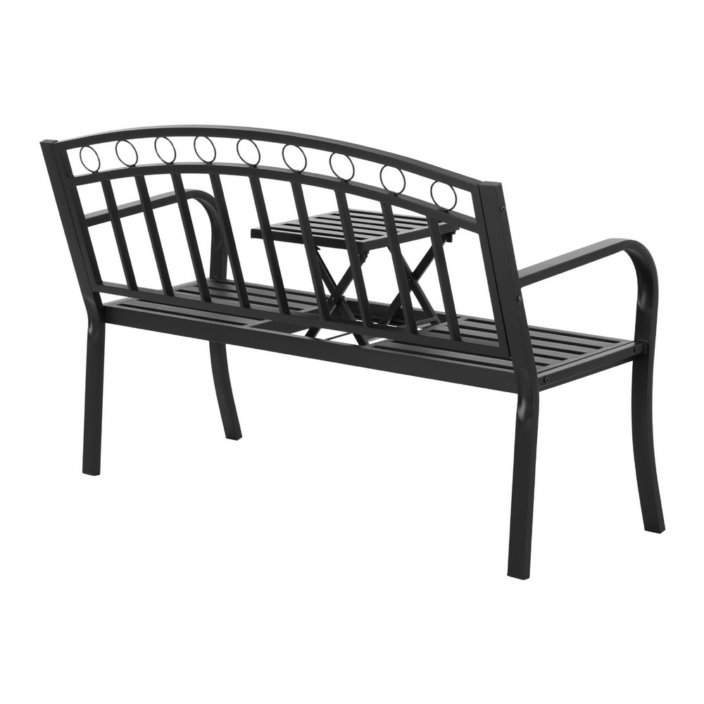 Gardeon Multifunctional Steel Garden Bench Black view 3