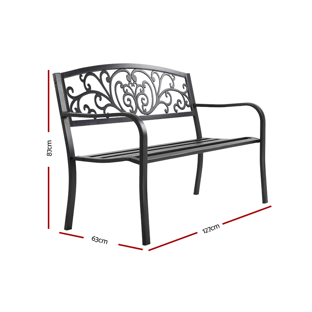 Gardeon Steel Vintage Garden Bench 3-Seater view 2