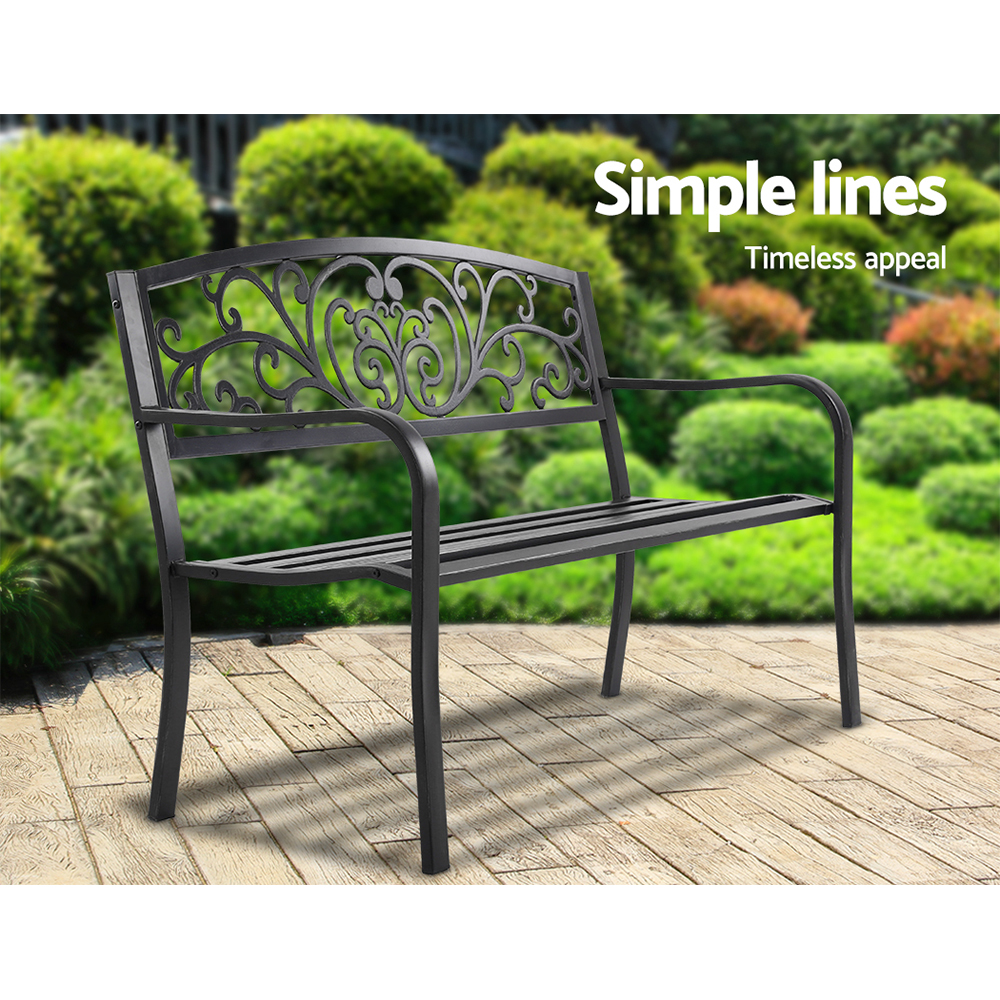 Gardeon Steel Vintage Garden Bench 3-Seater view 4