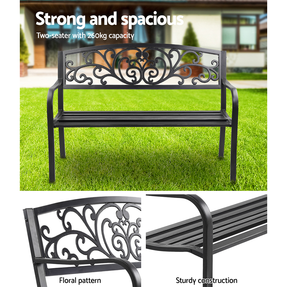 Gardeon Steel Vintage Garden Bench 3-Seater view 5