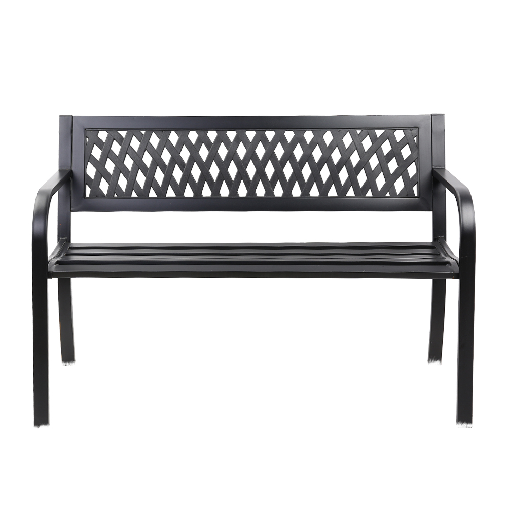 Gardeon Steel Vintage Garden Bench 2-Seater Black view 3