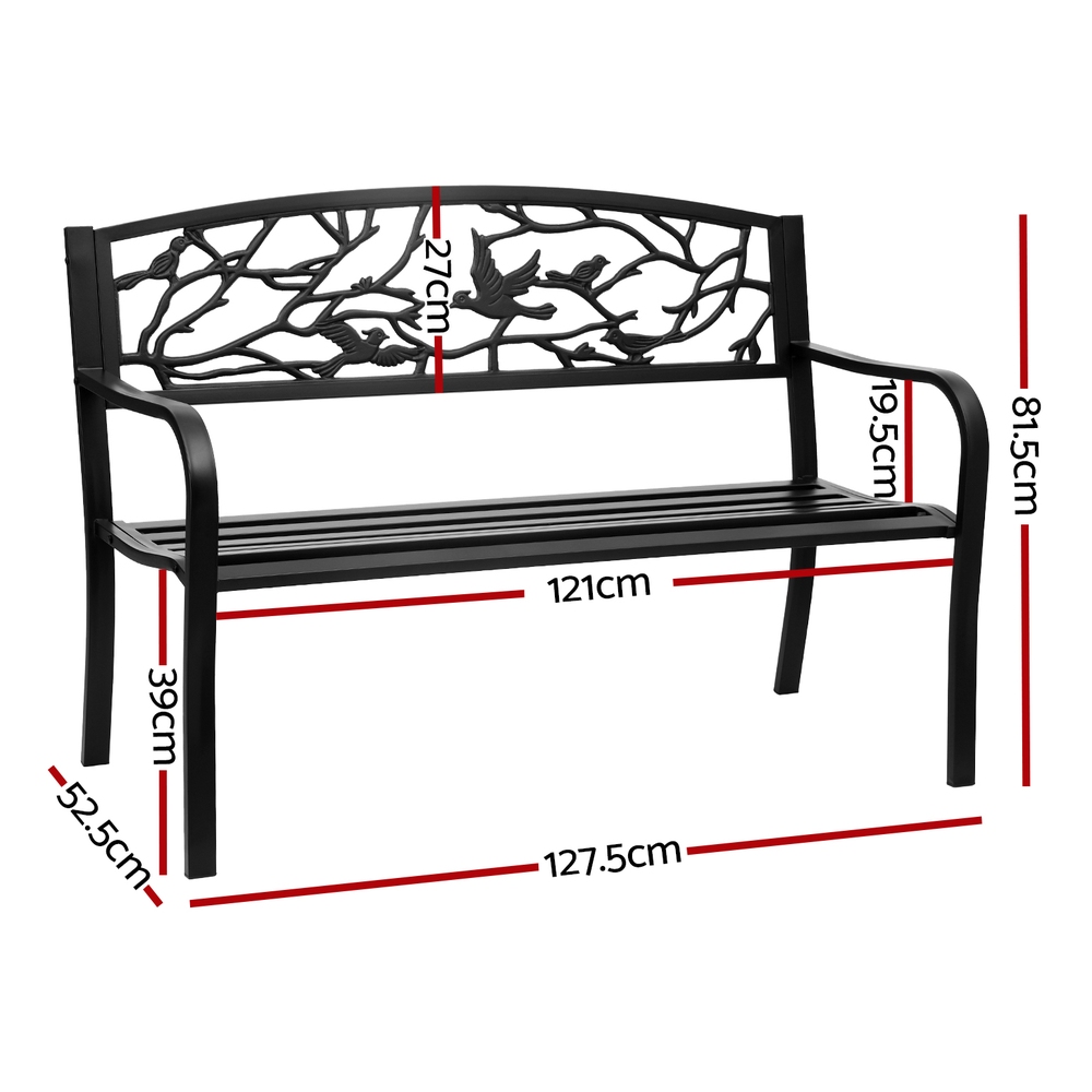 Gardeon Steel Outdoor Bench 3 Seater view 2