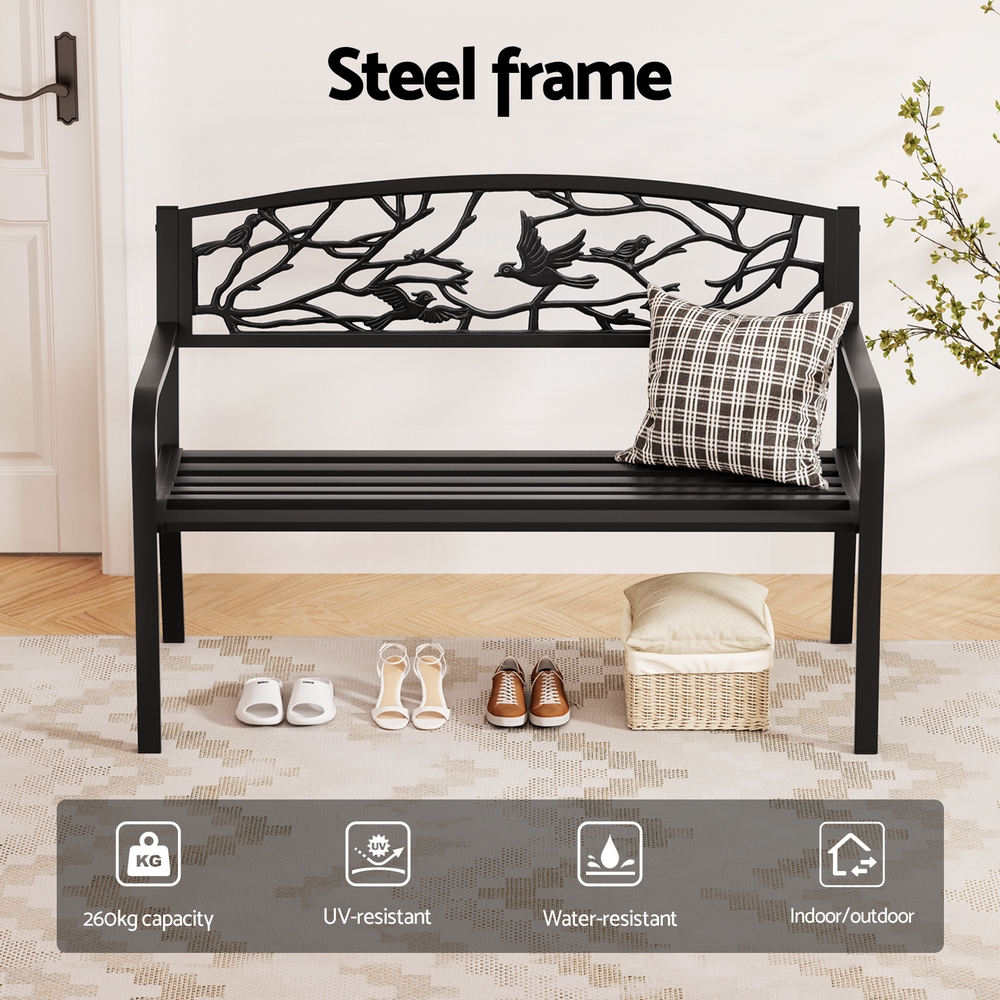 Gardeon Steel Outdoor Bench 3 Seater view 4