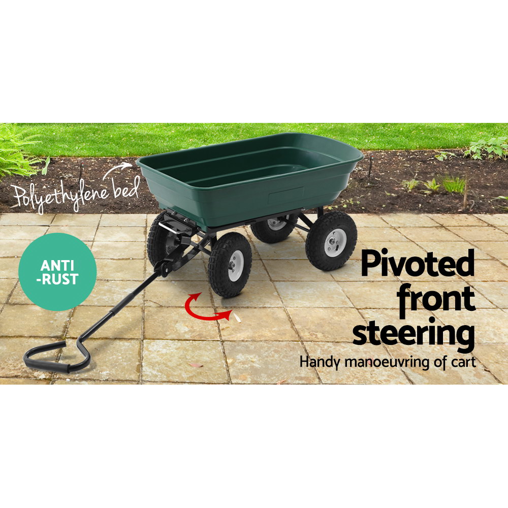 Gardeon 270kg Garden Dump Cart Trailer 75L Green view 4