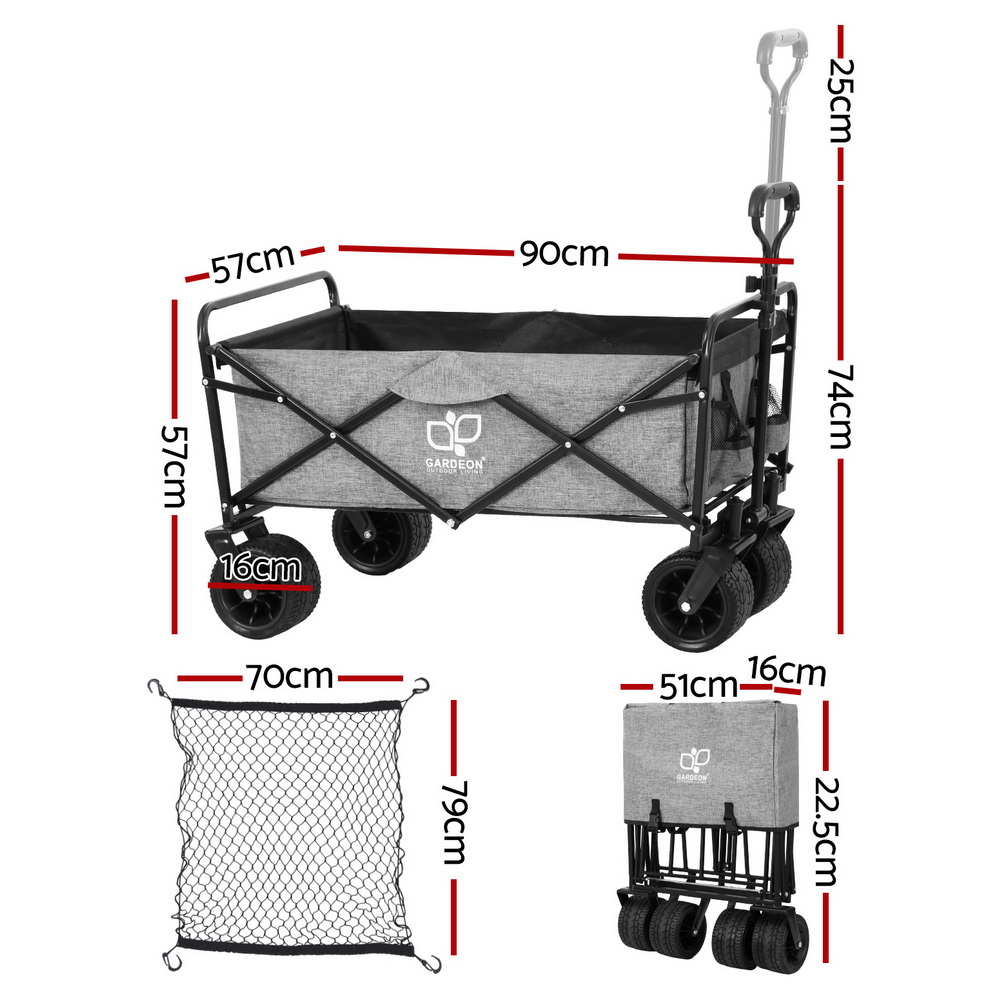 Gardeon 120kg Garden Cart with Cargo Net Grey view 2