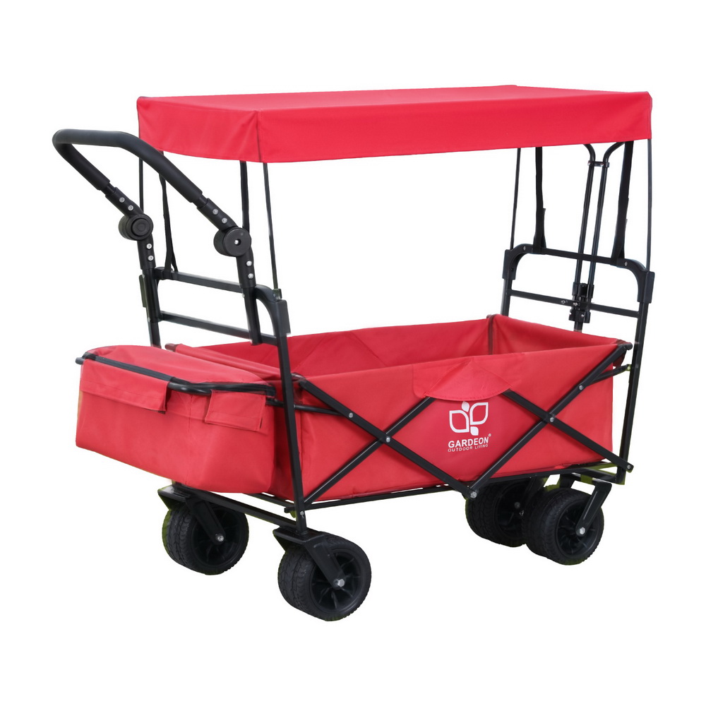 Gardeon 120kg Garden Cart with Removable Canopy Red