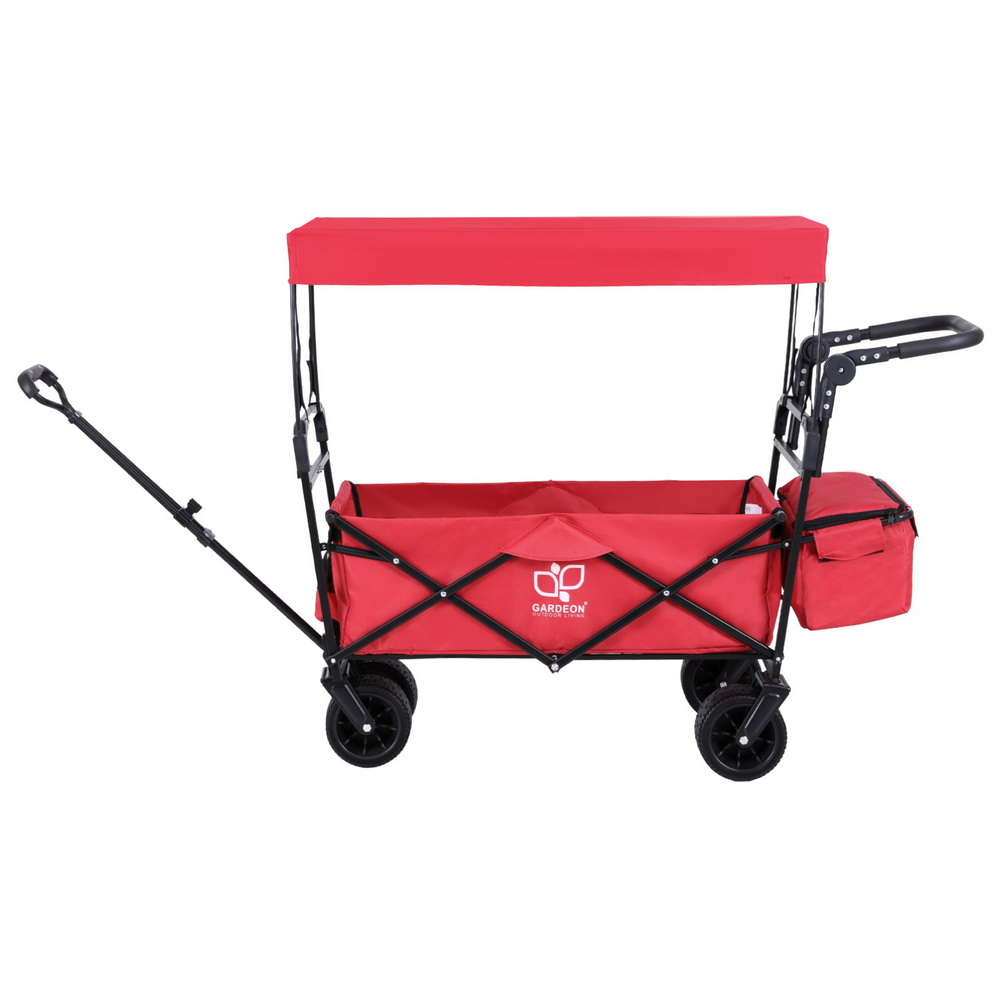 Gardeon 120kg Garden Cart with Removable Canopy Red view 3