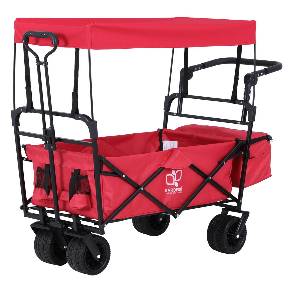 Gardeon 120kg Garden Cart with Removable Canopy Red view 4