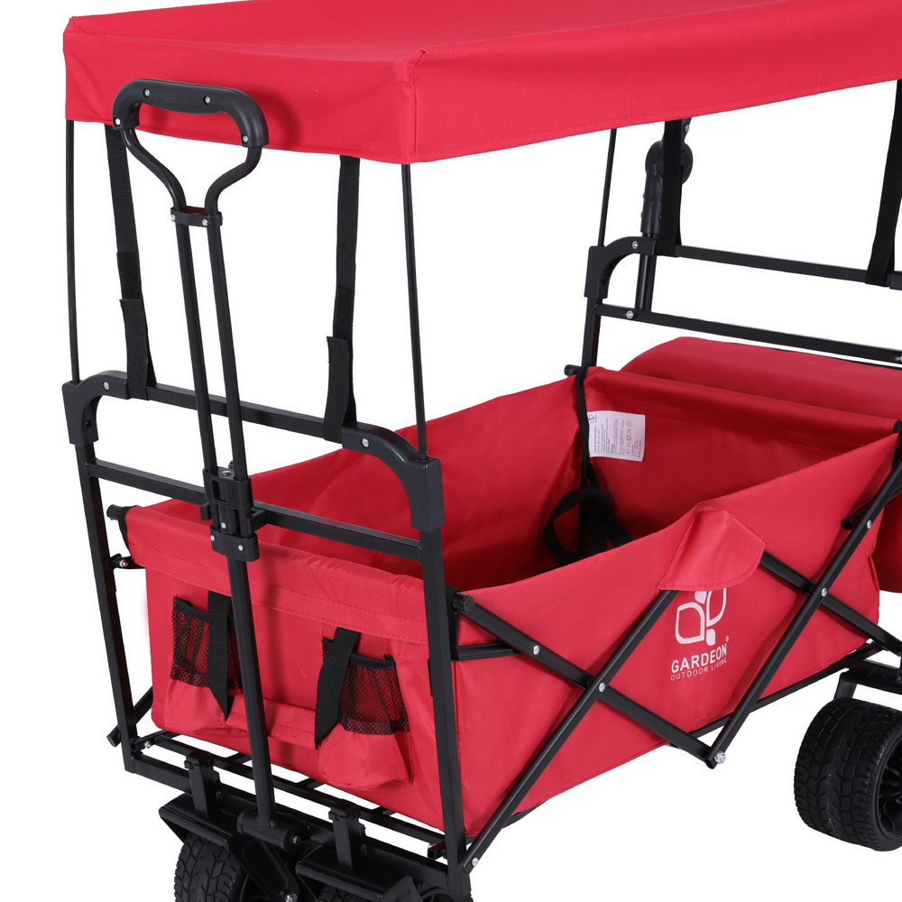 Gardeon 120kg Garden Cart with Removable Canopy Red view 5