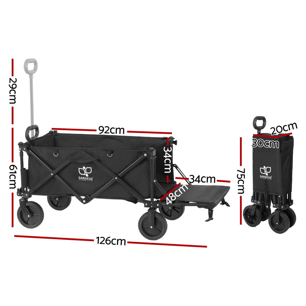 Gardeon 120kg Garden Cart with Rear Opening Black view 2