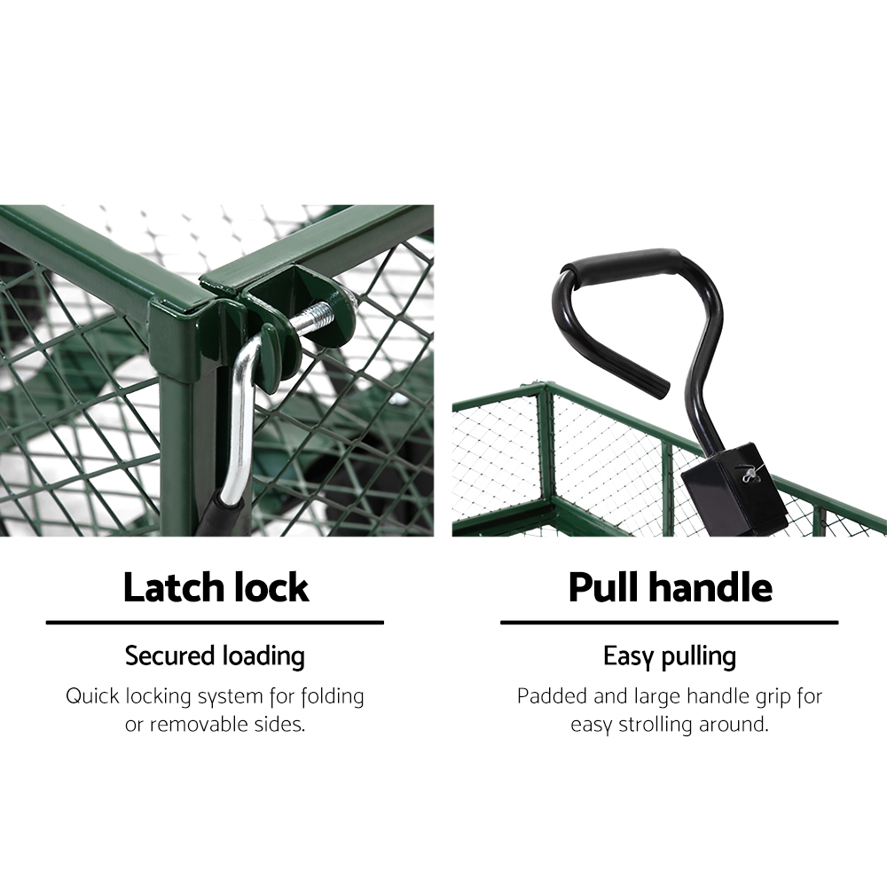 Gardeon Green Mesh Garden Steel Cart view 3