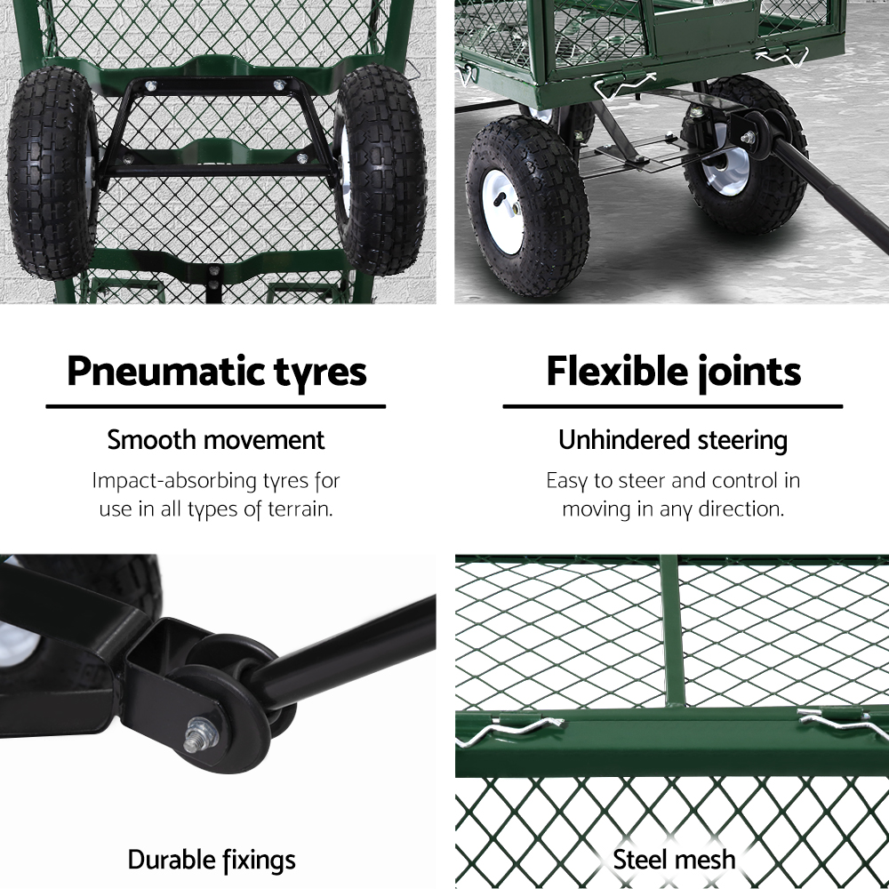 Gardeon Green Mesh Garden Steel Cart view 5