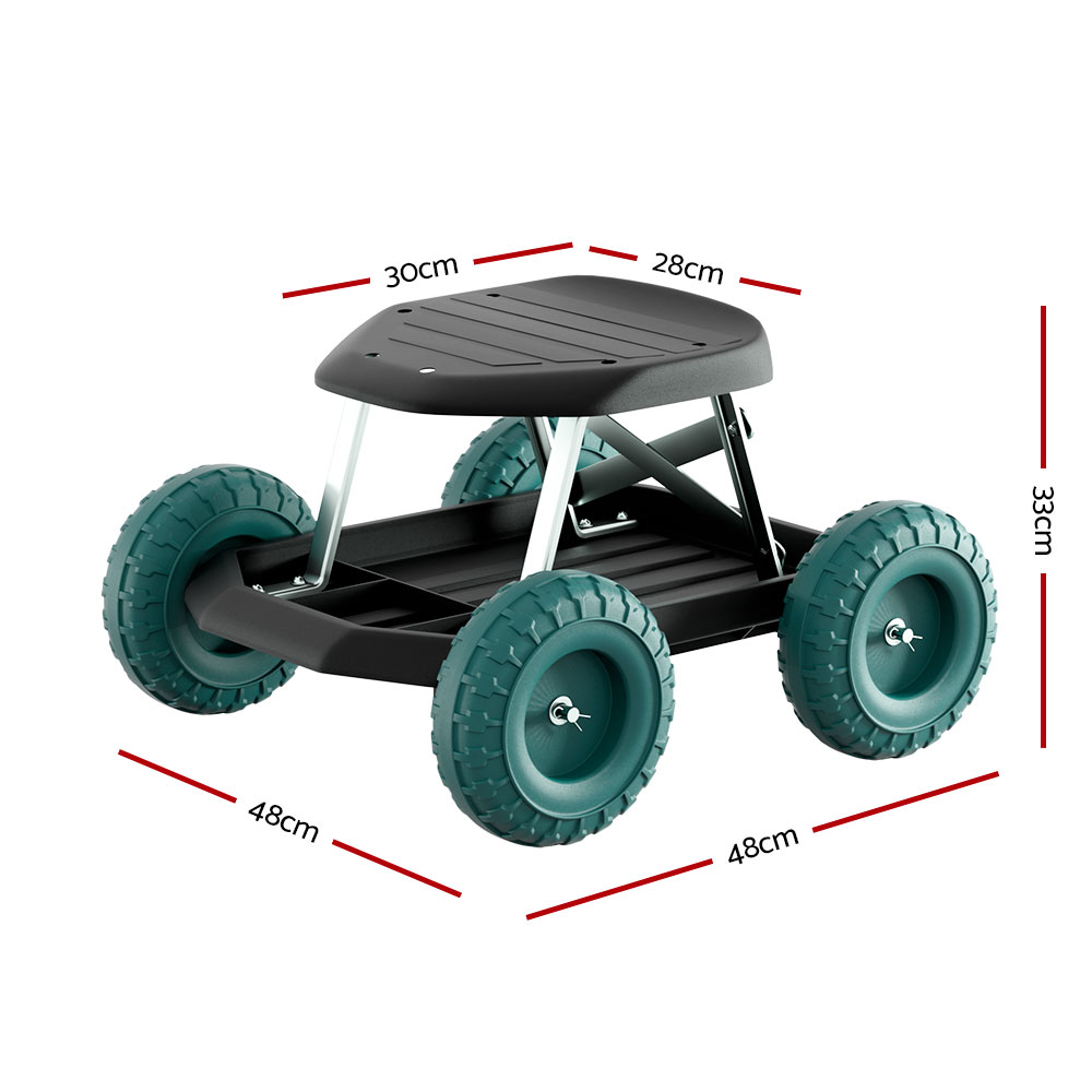 Gardeon Rolling Stool Garden Seat with Wheels view 2