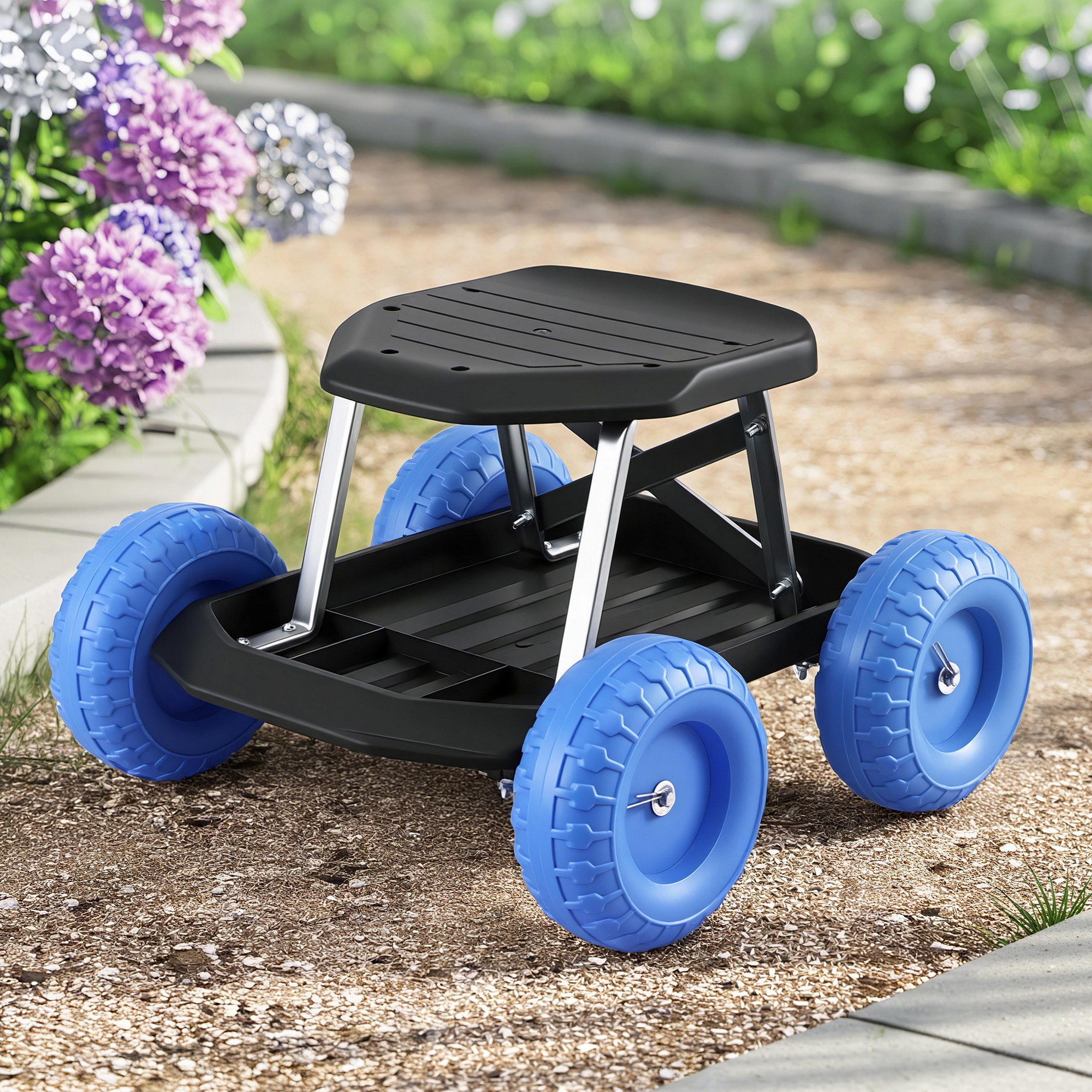 Gardeon 200kg Rolling Work Stool with Tool Tray
