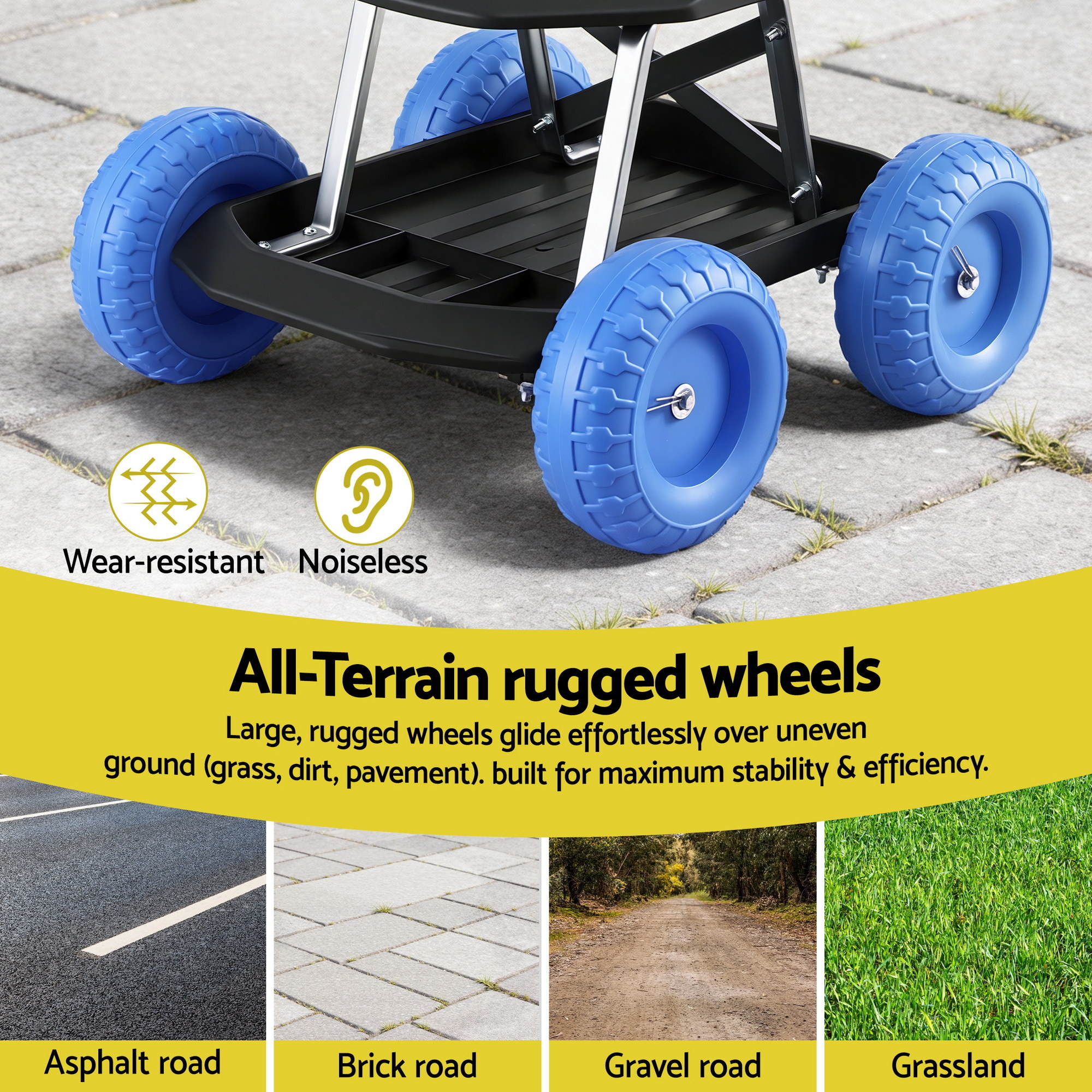 Gardeon 200kg Rolling Work Stool with Tool Tray view 5