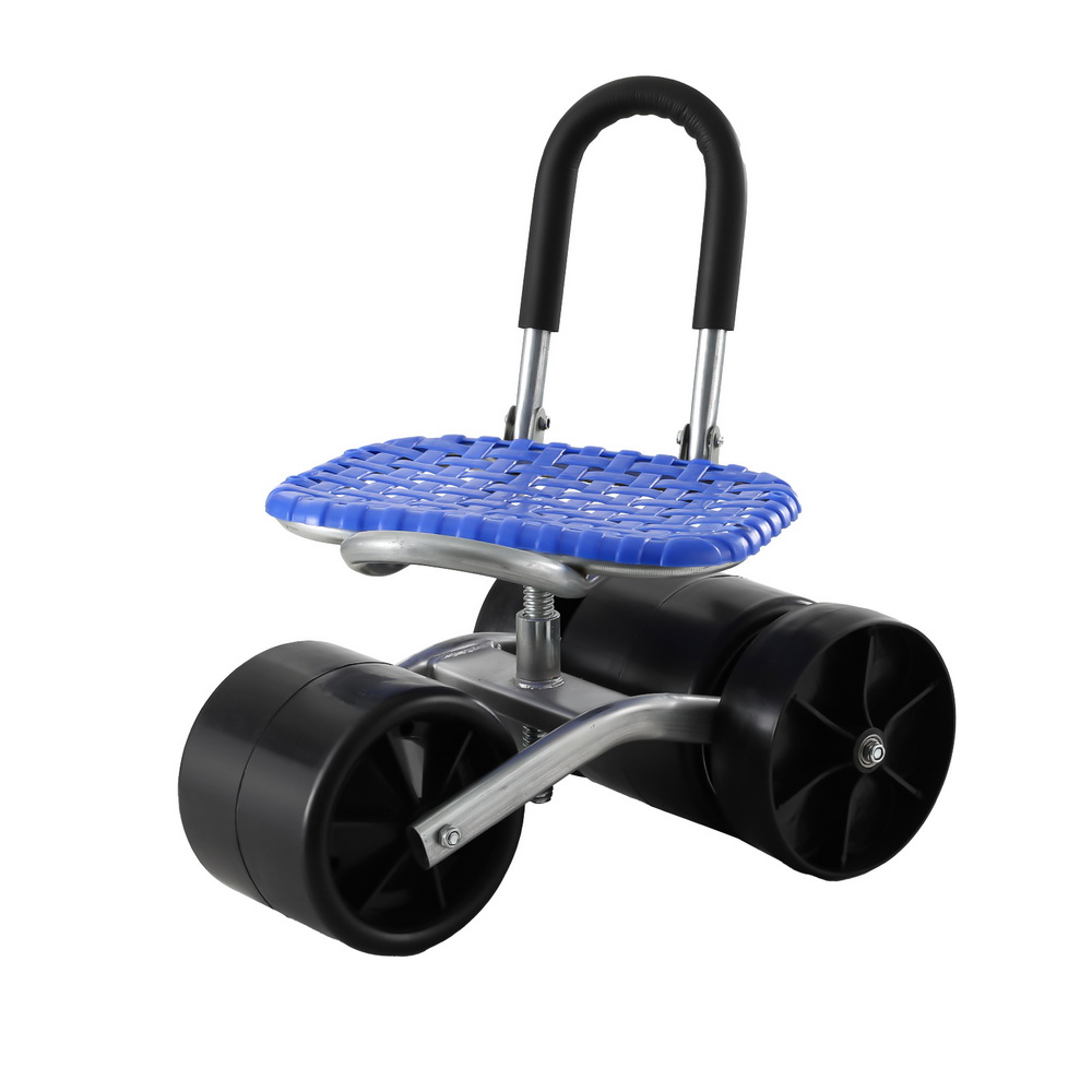 Gardeon Blue Foldable Garden Stool Seat with Wheels view 3
