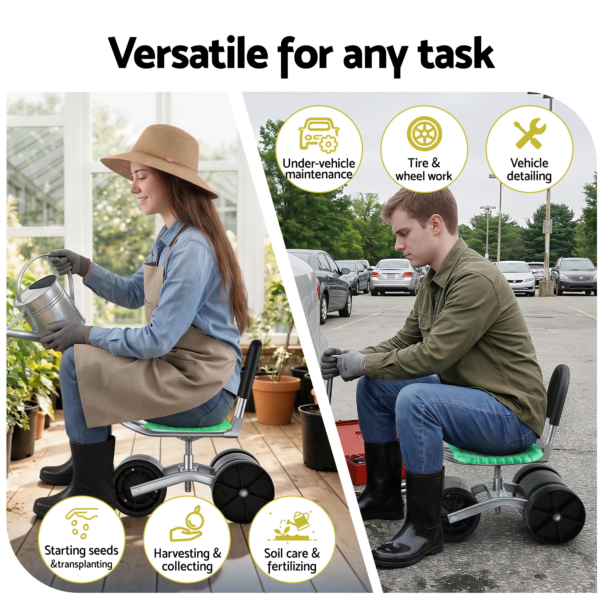 Gardeon Green 360 Swivel Gardening Cart, 130kg view 4