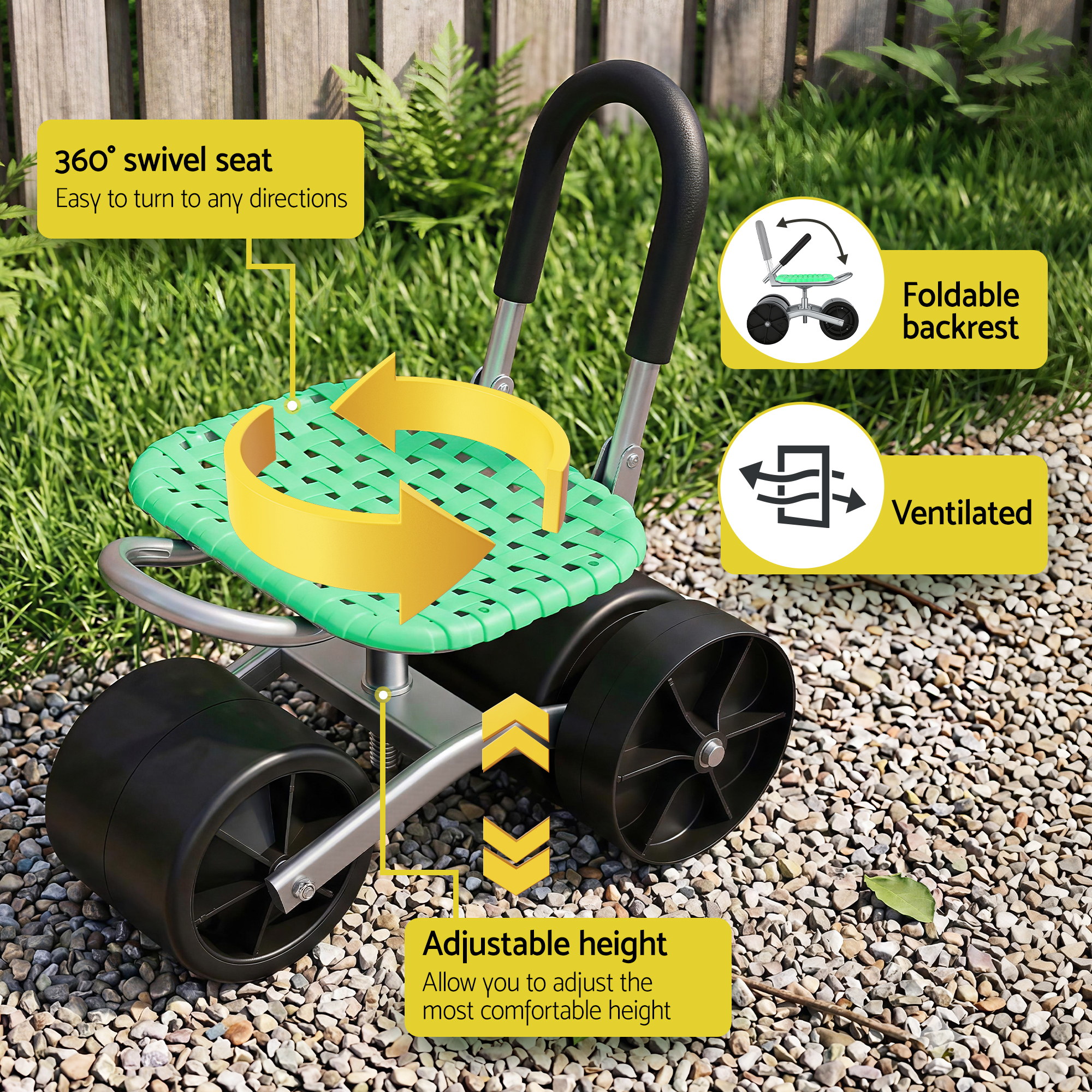 Gardeon Green 360 Swivel Gardening Cart, 130kg view 5