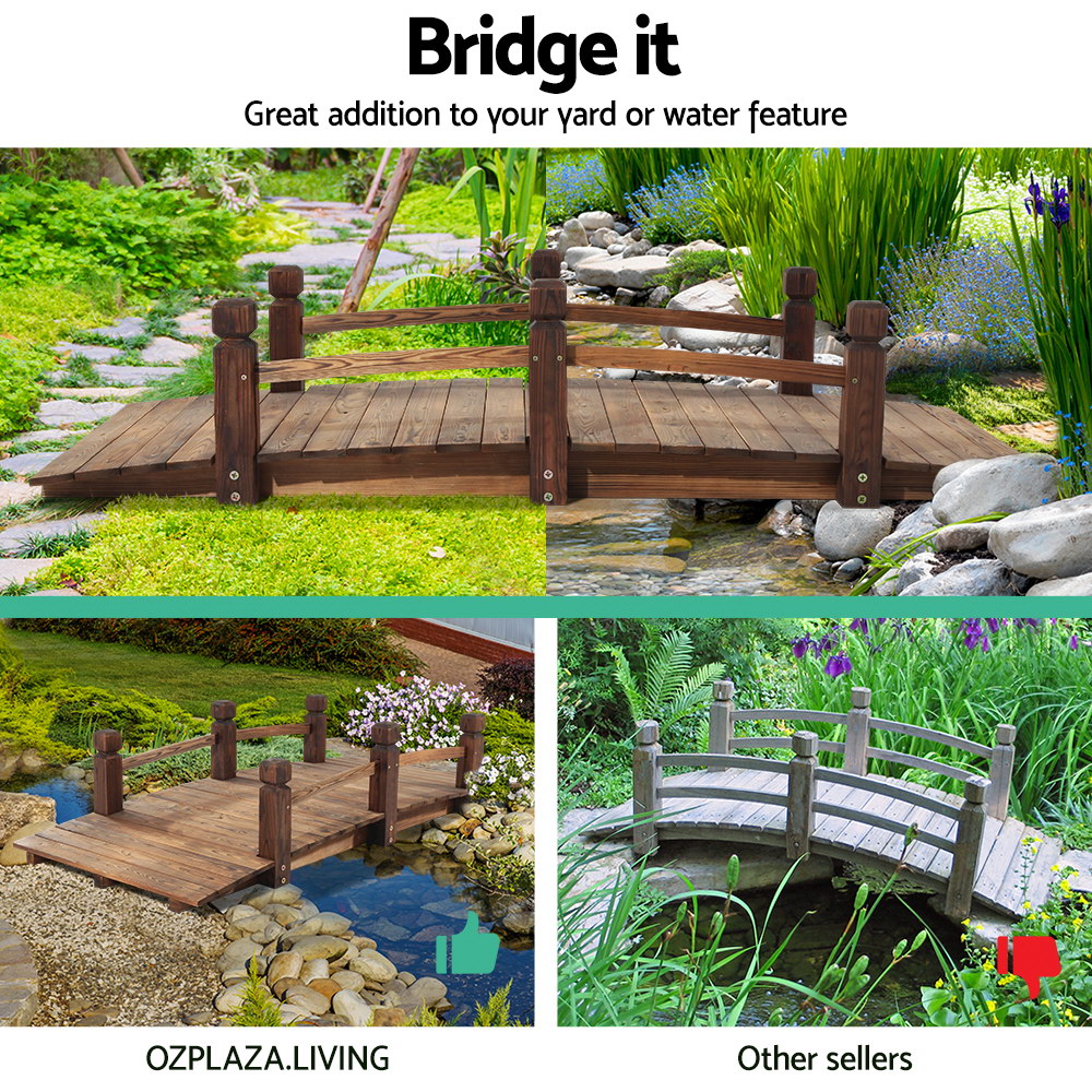 Gardeon Wooden Garden Bridge 160cm Arch Design view 3