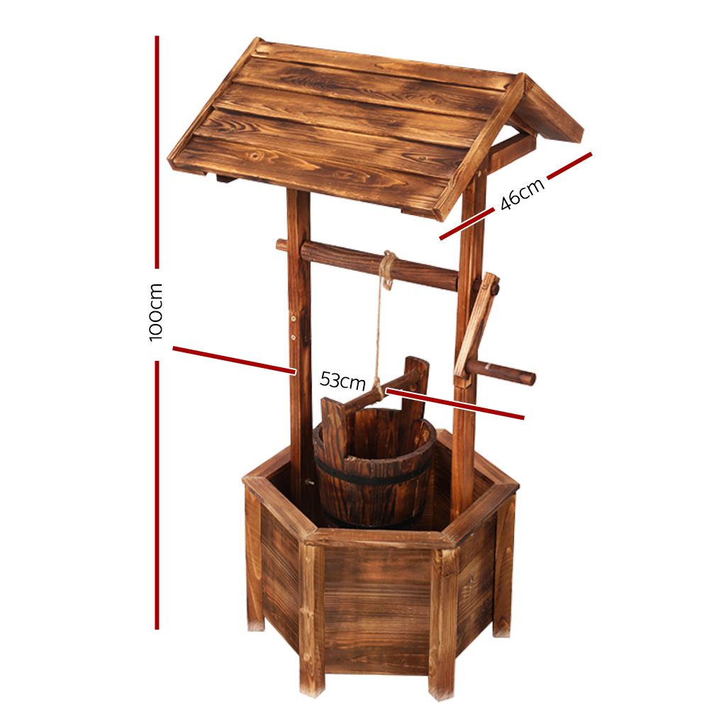Gardeon Wooden Wishing Well Garden Ornament Decor view 2