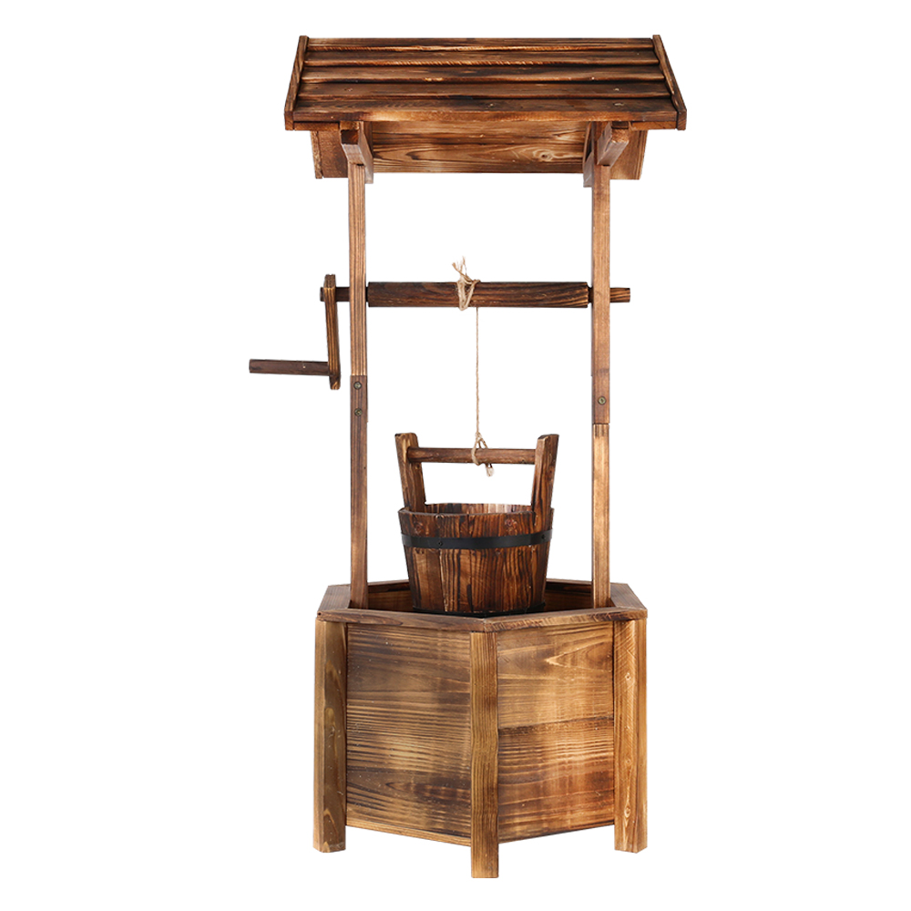 Gardeon Wooden Wishing Well Garden Ornament Decor view 3