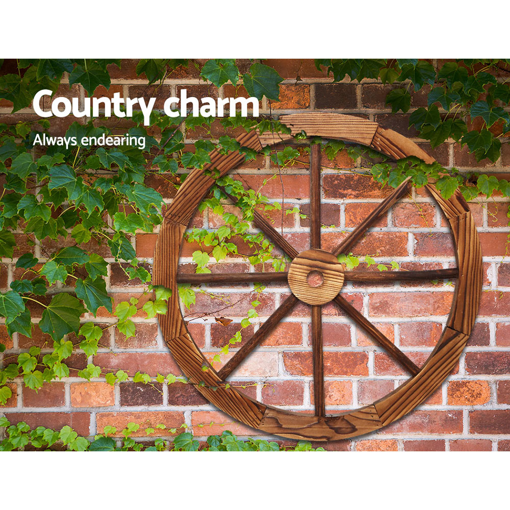 Gardeon Wooden Wagon Wheel Garden Decor Ornament view 3