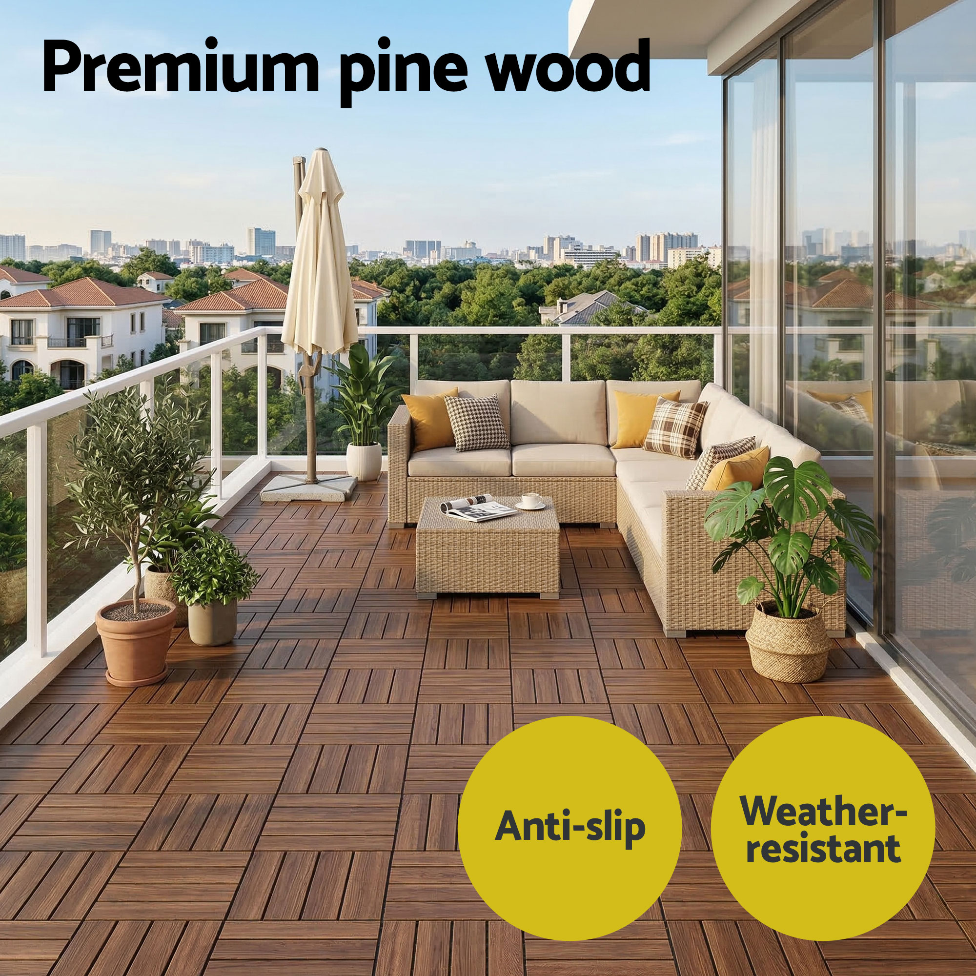 Gardeon Wood Deck Tiles 30x30cm Interlocking view 4