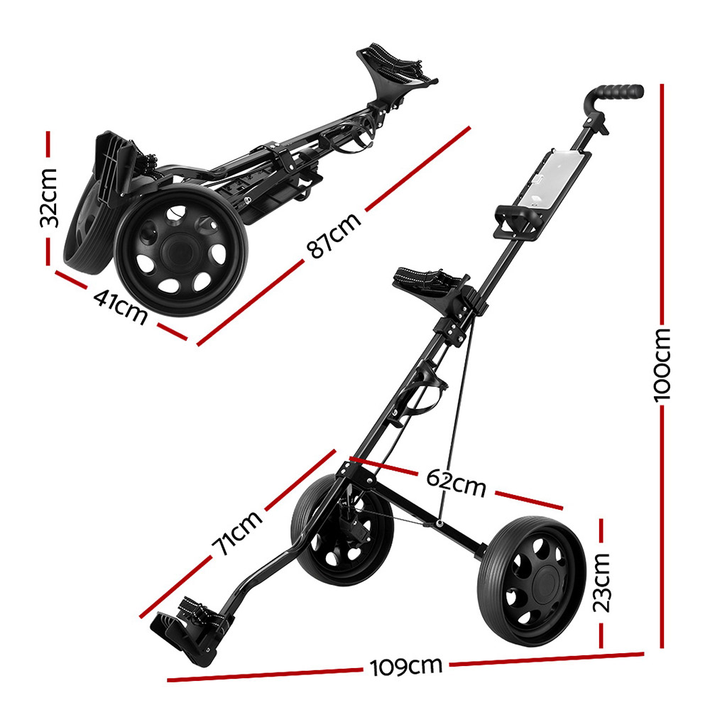 Everfit Golf Buggy Folding Trolley Cart, 2 to 4 Wheels view 2
