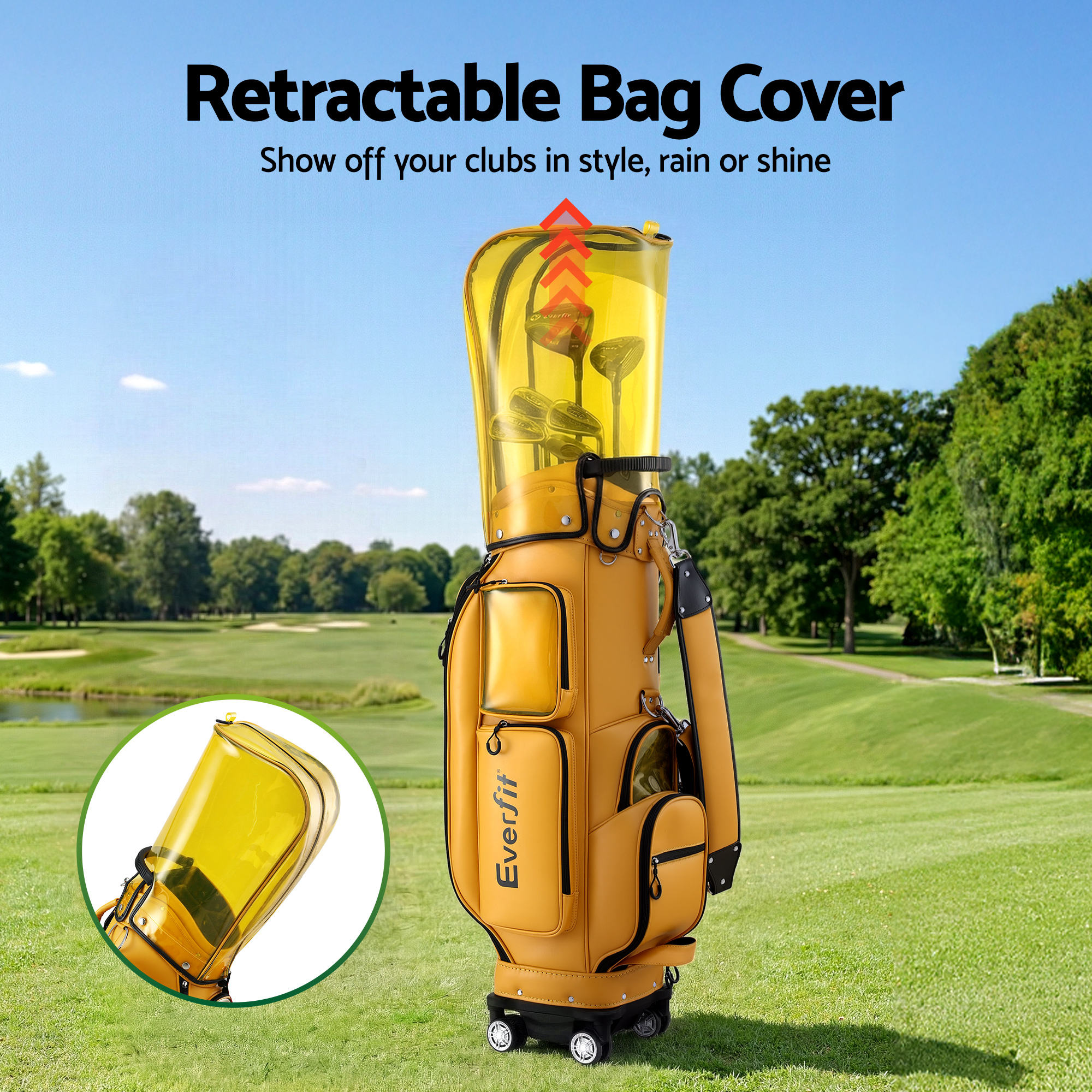 Everfit Rolling Golf Cart Bag with Cooler Pocket view 4