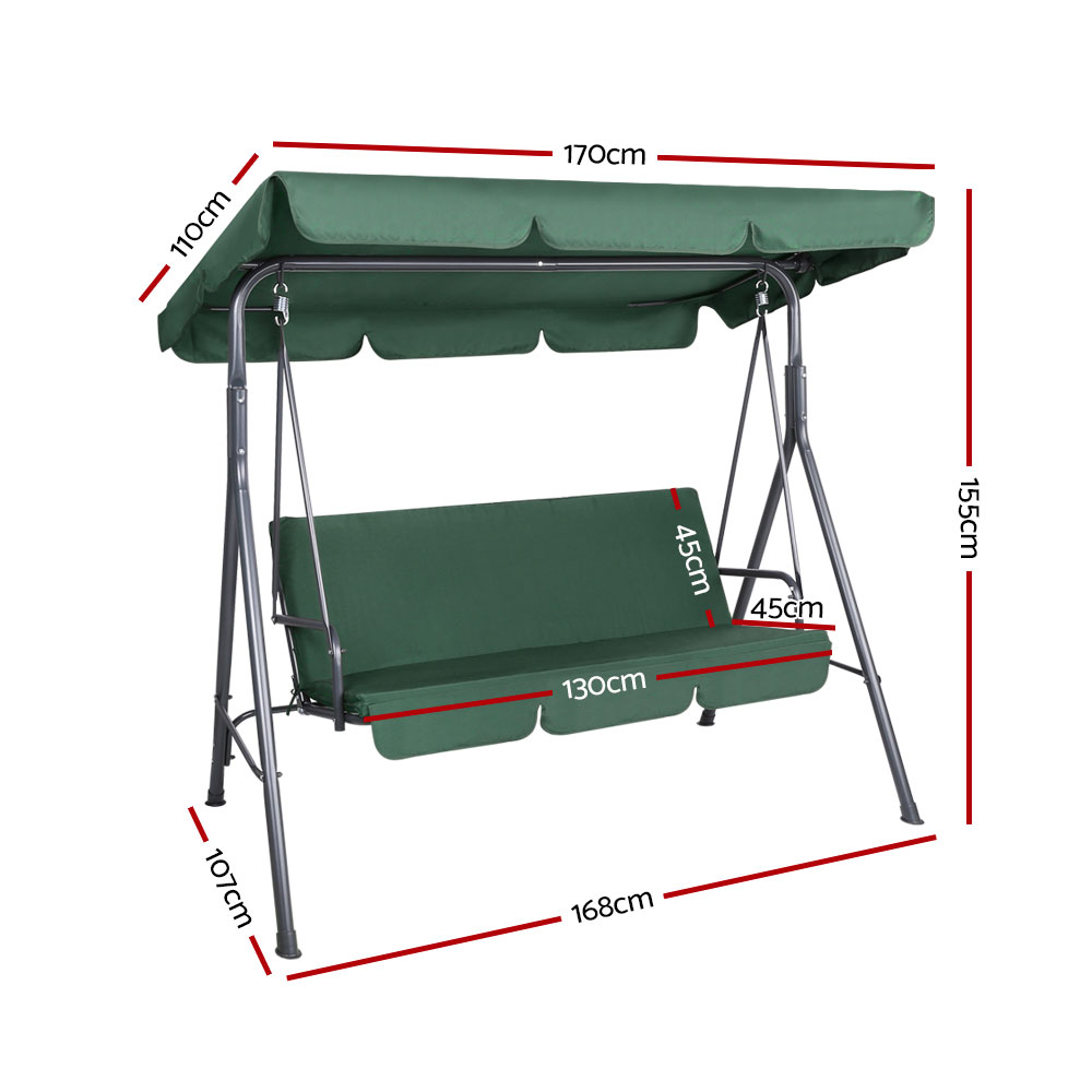 Gardeon Canopy 3 Seater Swing Chair Cushioned view 2
