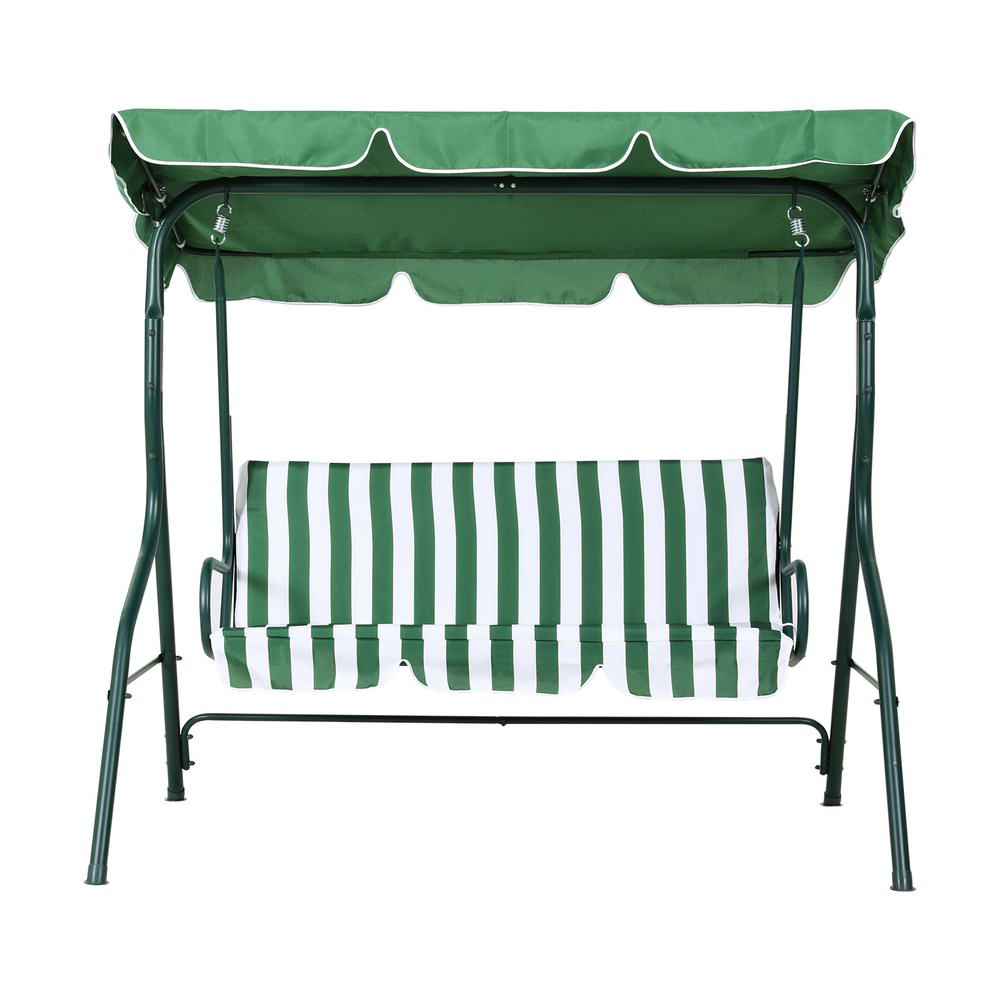 Gardeon Cushioned 3 Seater Swing Chair White Green view 3