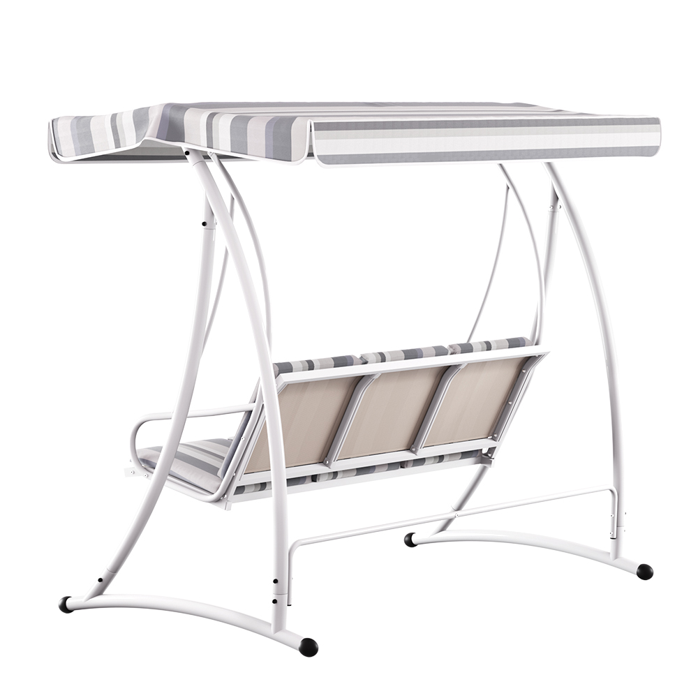 Gardeon 3 Seater Swing Chair White and Grey view 3