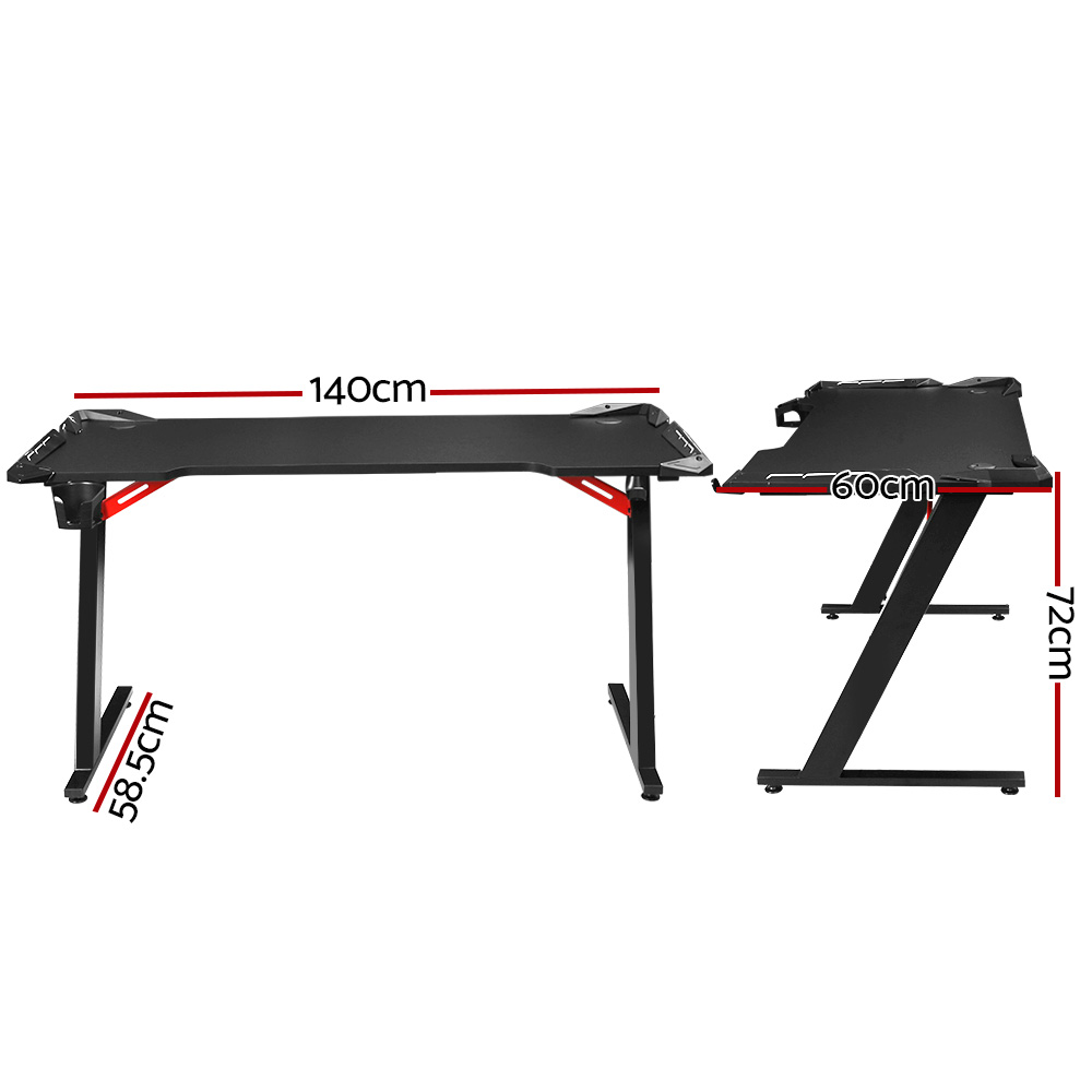 Artiss Gaming Desk with LED Light Computer Desk view 2