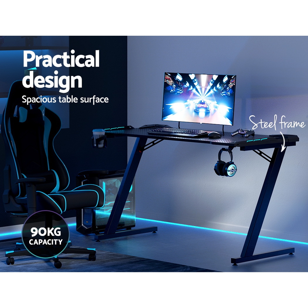 Artiss Gaming Desk with LED Light Computer Desk view 4