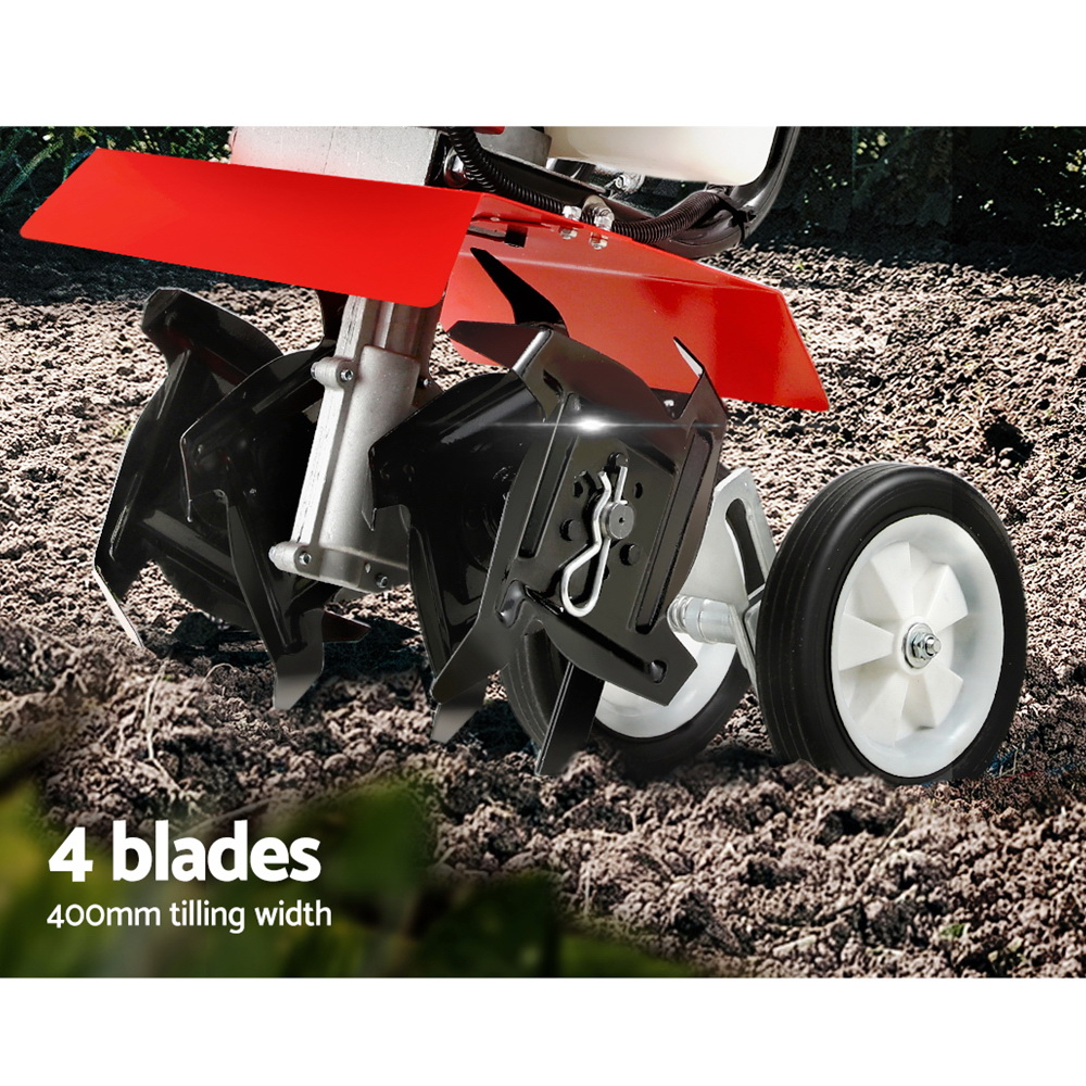 Giantz 63CC Tiller Garden Cultivator 4 Blades view 4