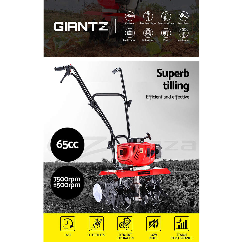 Giantz 65CC Petrol Tiller Rototiller, 4 or 6 Blades view 4